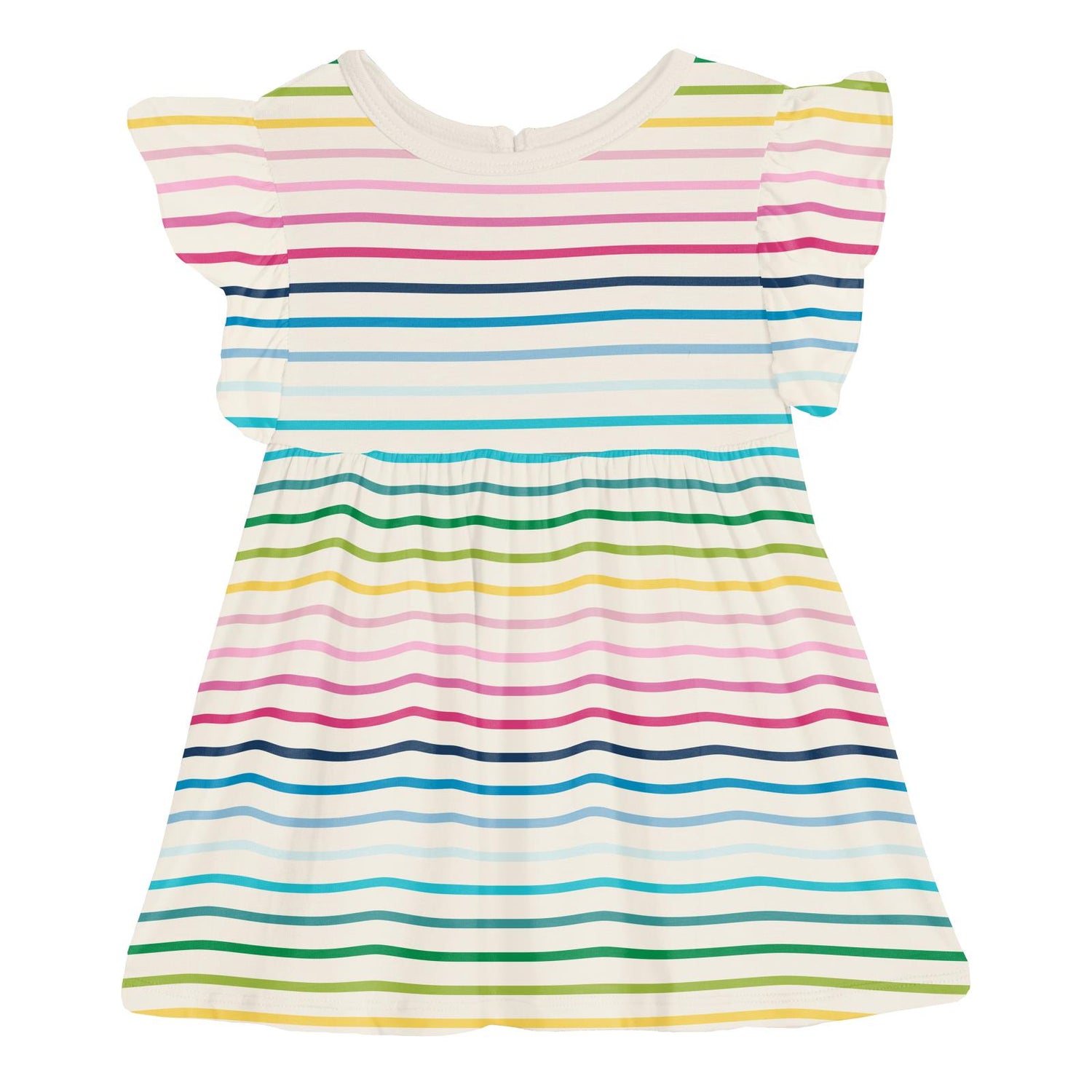 Print Short Sleeve Lola Swing Dress in Happy Stripe (341582)