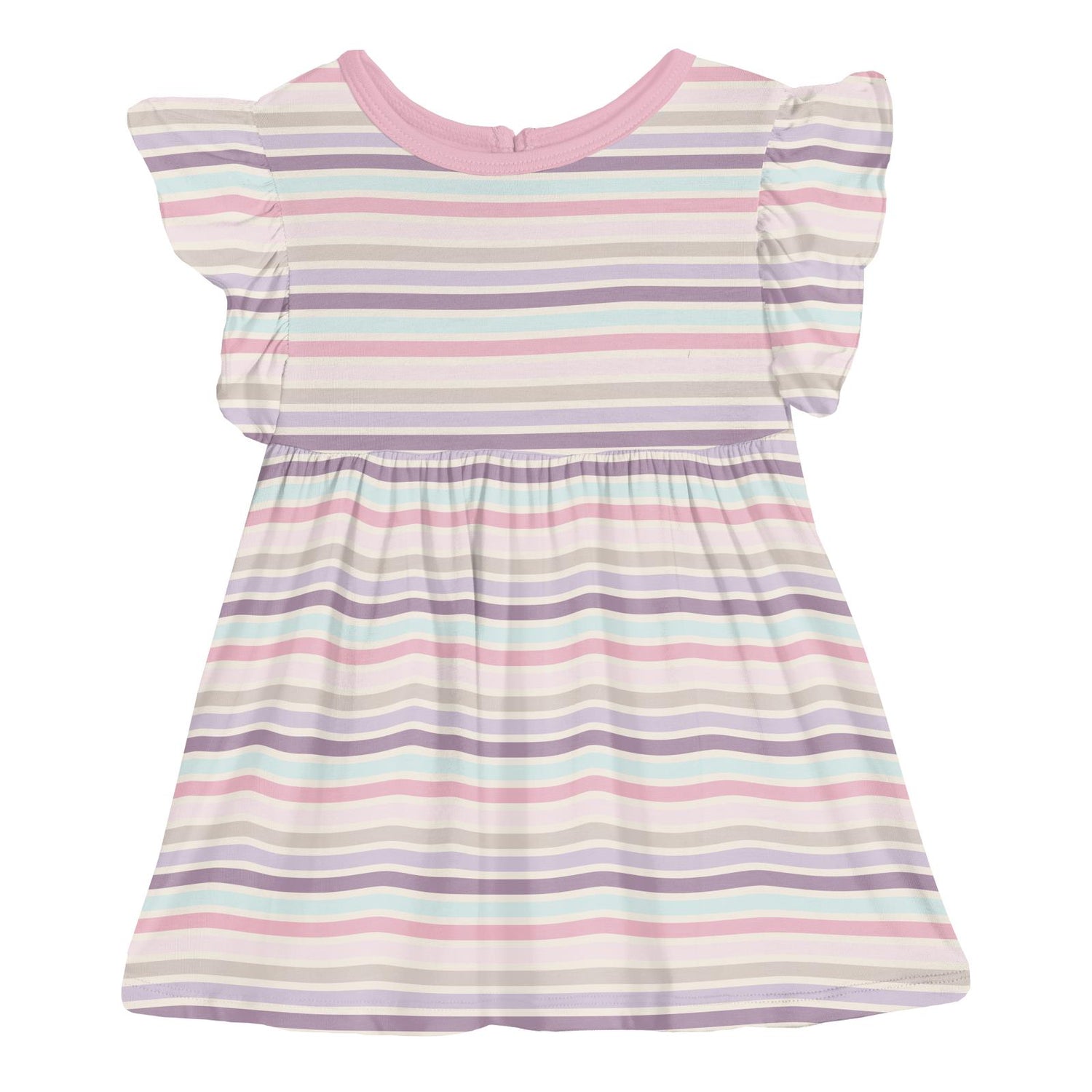 Print Short Sleeve Lola Swing Dress in Ice Cream Stripe (341630)