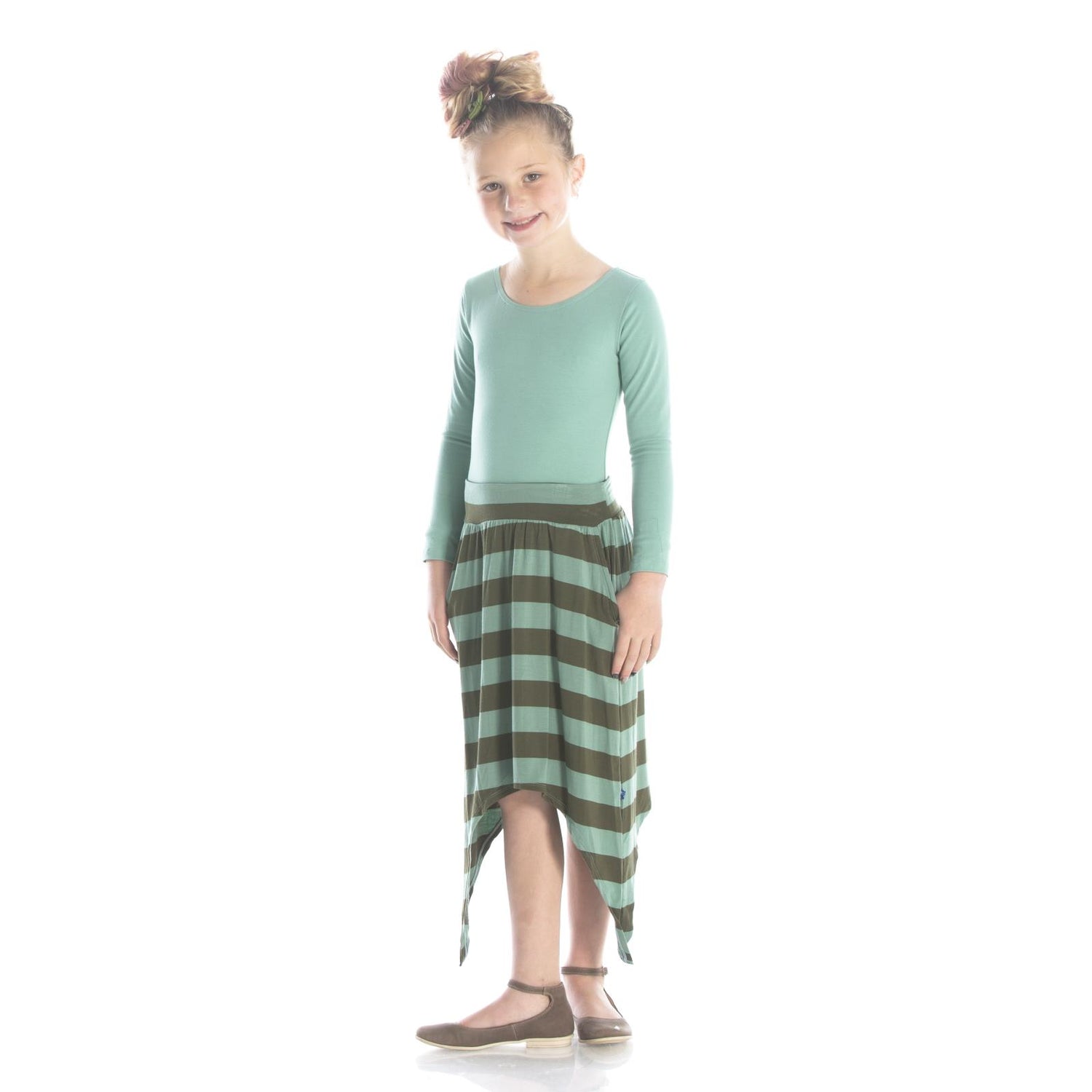 Print Side-Tailed Skirt in Paleontology Fauna Stripe (103210)