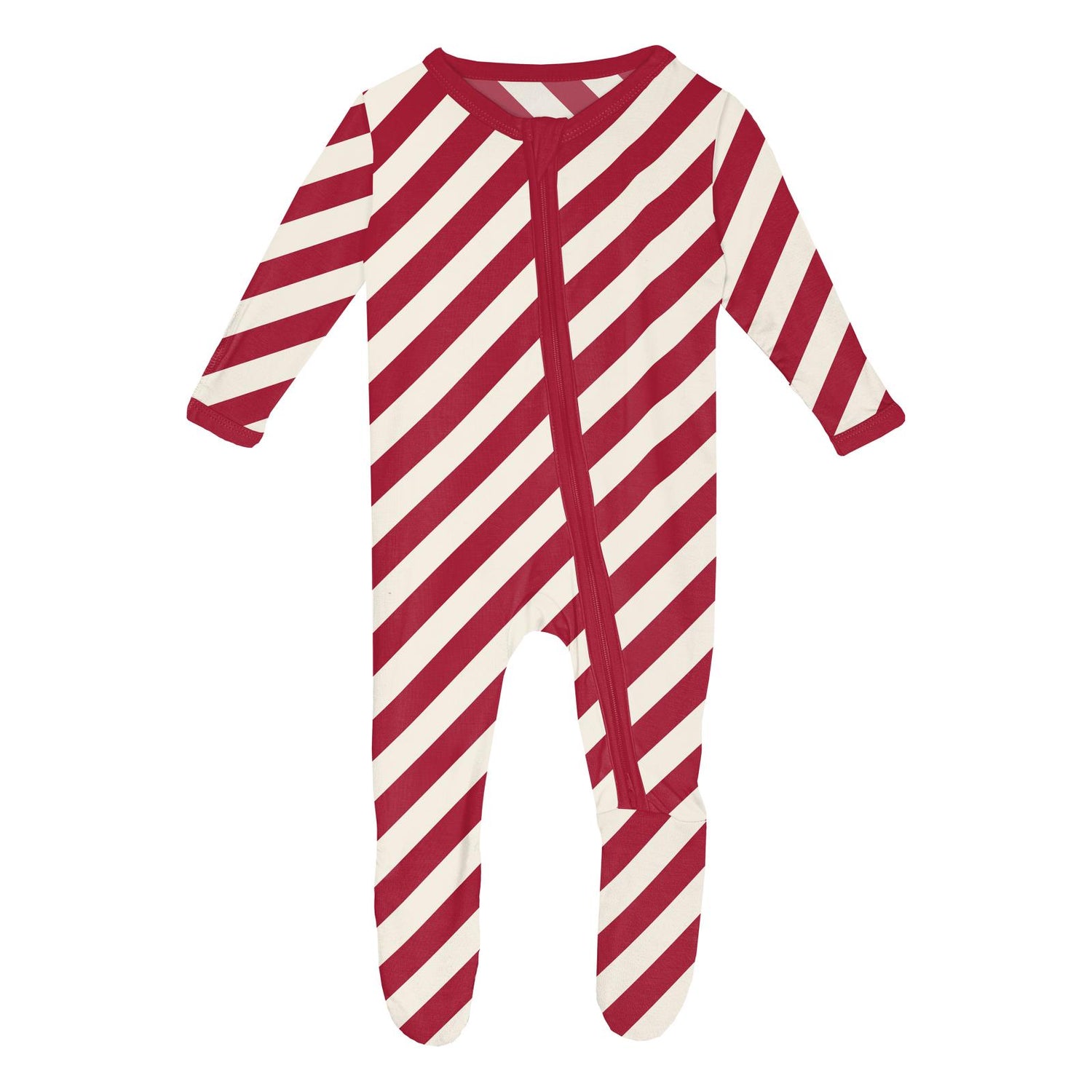 Print Footie with 2 Way Zipper in Candy Cane Twist (309335)