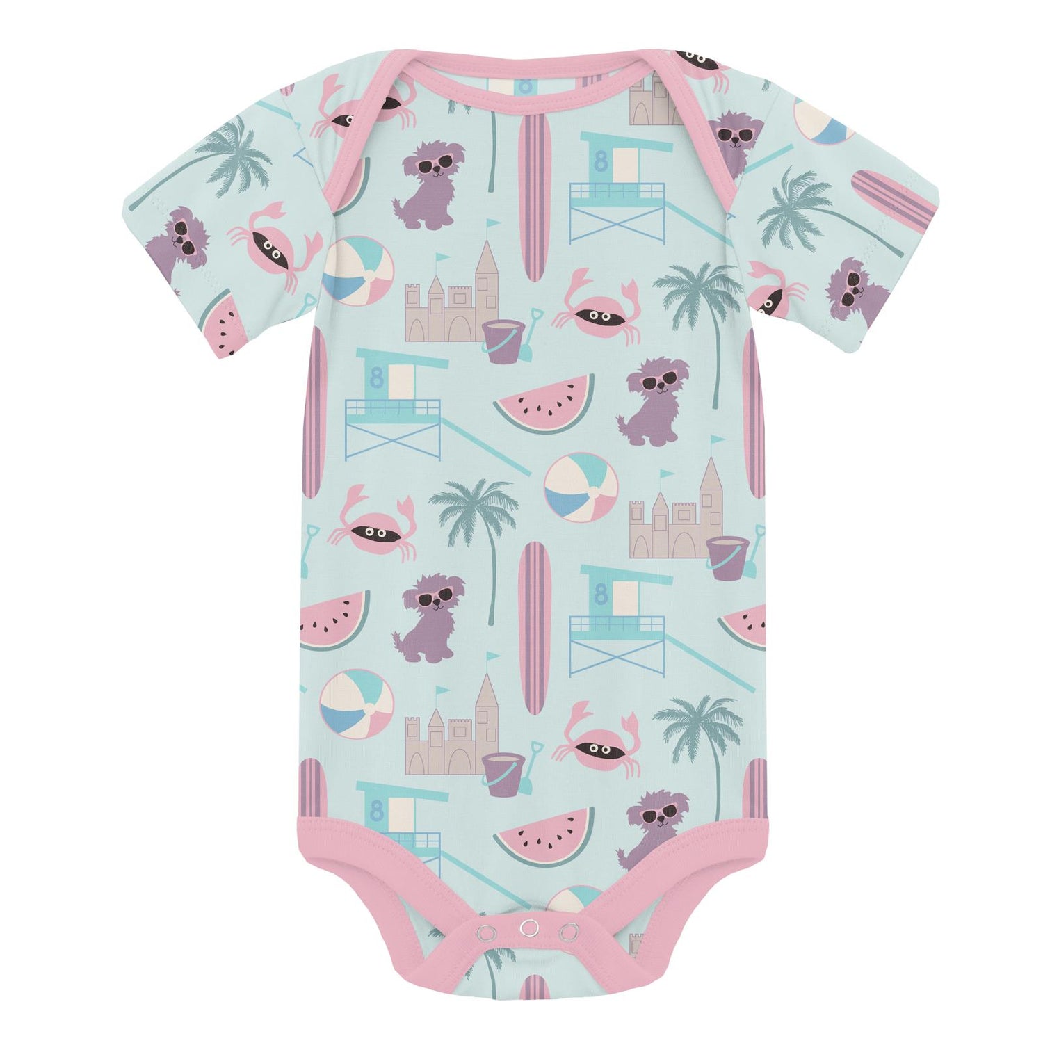 Print Short Sleeve Ruffle One Piece in Fresh Air Beach Day (341535)