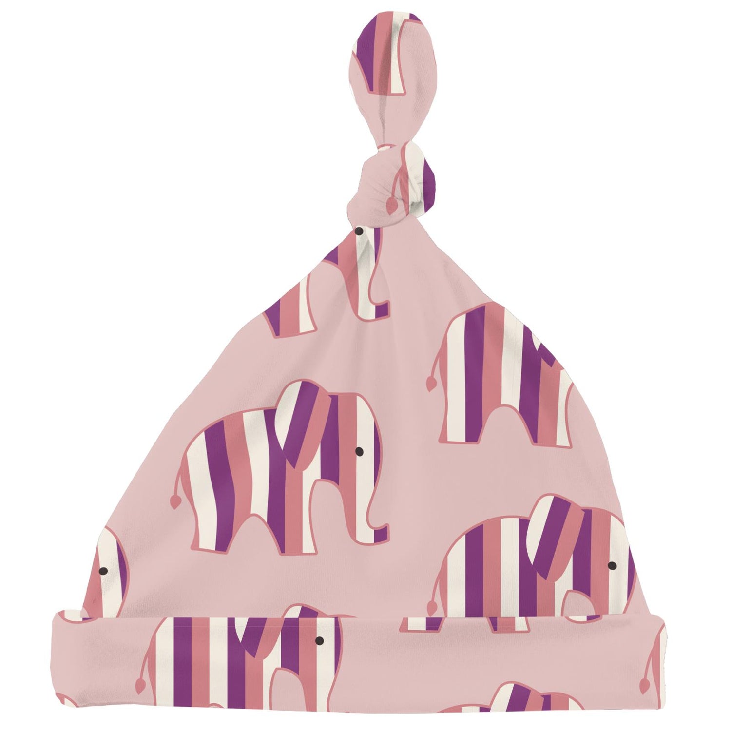 Print Knot Hat in Baby Rose Elephant Stripe (258938)
