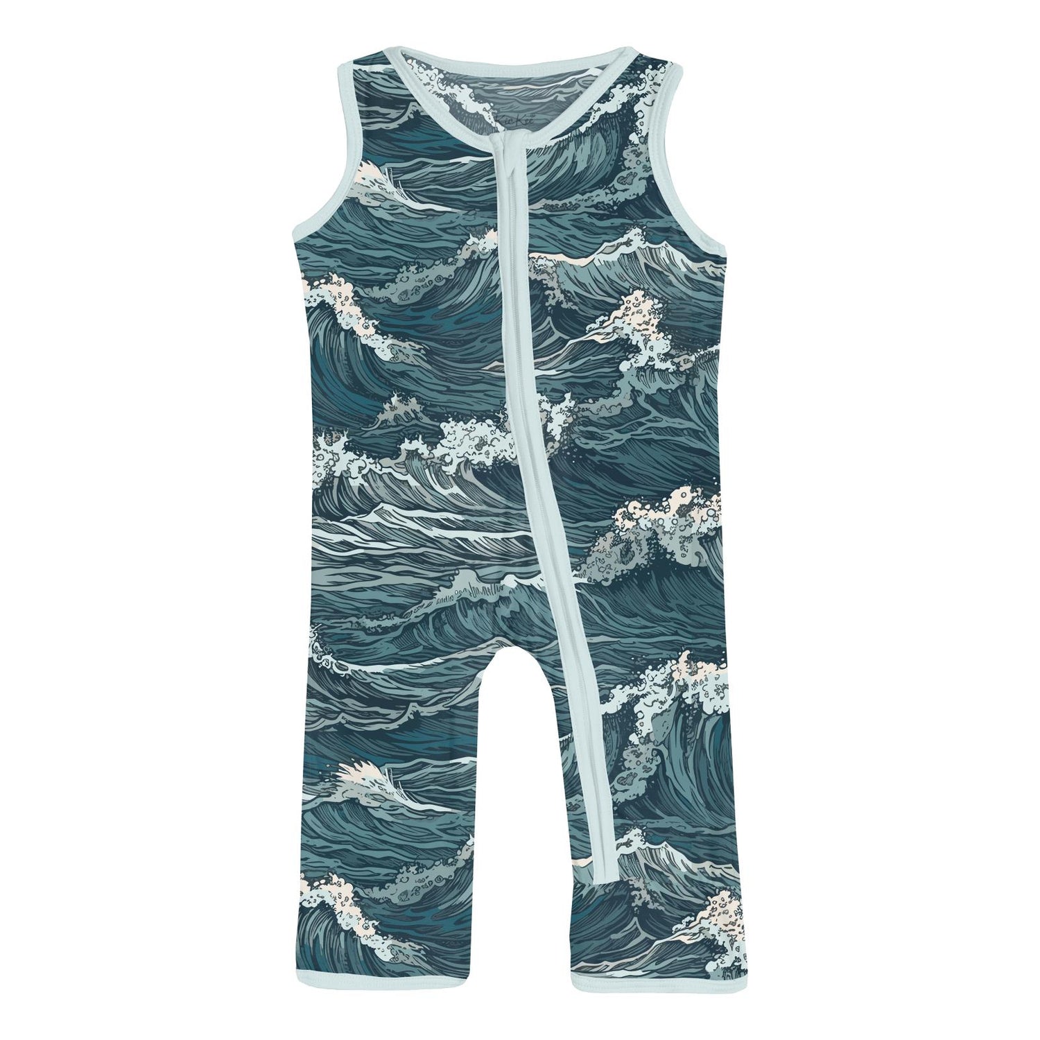 Print Finn Zip Tank Romper in Oceanic (341673)