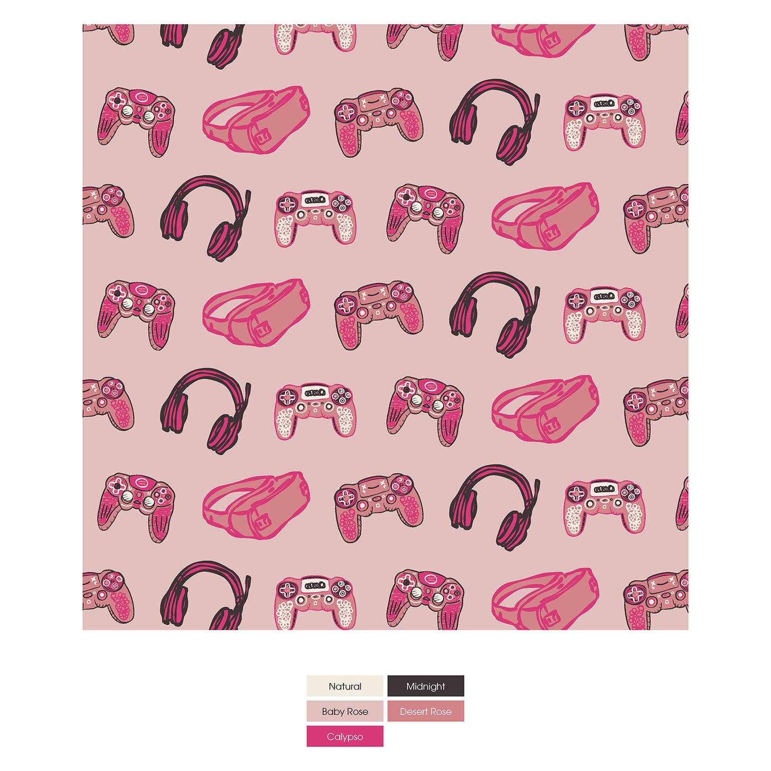Print Fleece Joggers in Baby Rose Gamer (355183)