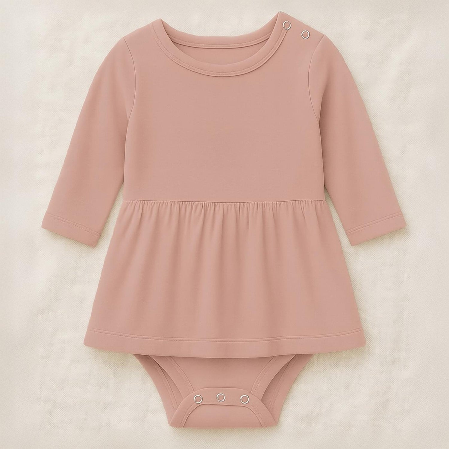Long Sleeve Skirted One Piece in Baby Rose (341788)