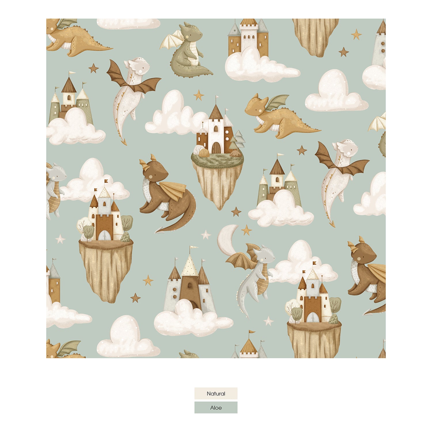 Print Long Sleeve Beau Romper in Aloe Castles and Clouds (354413)