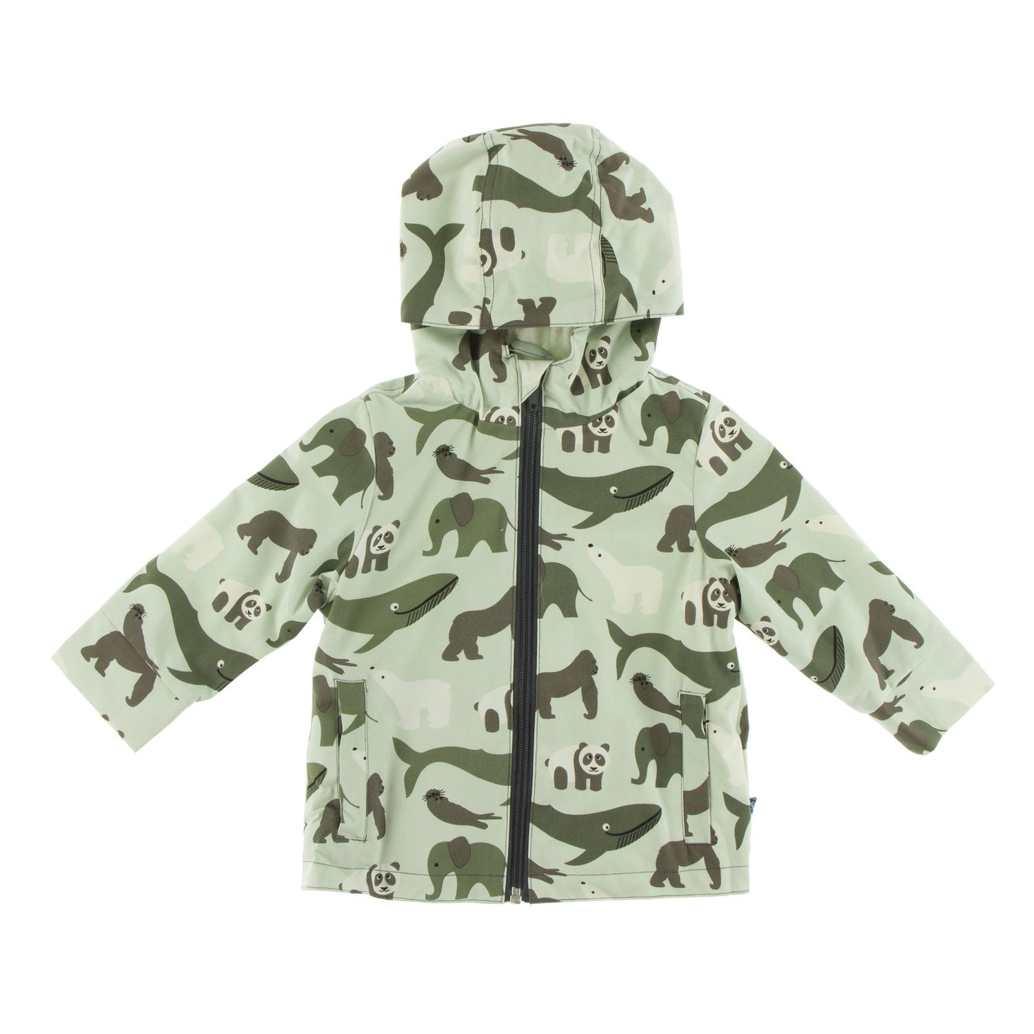 Print Terry-Lined Raincoat in Aloe Endangered Animals (383900)