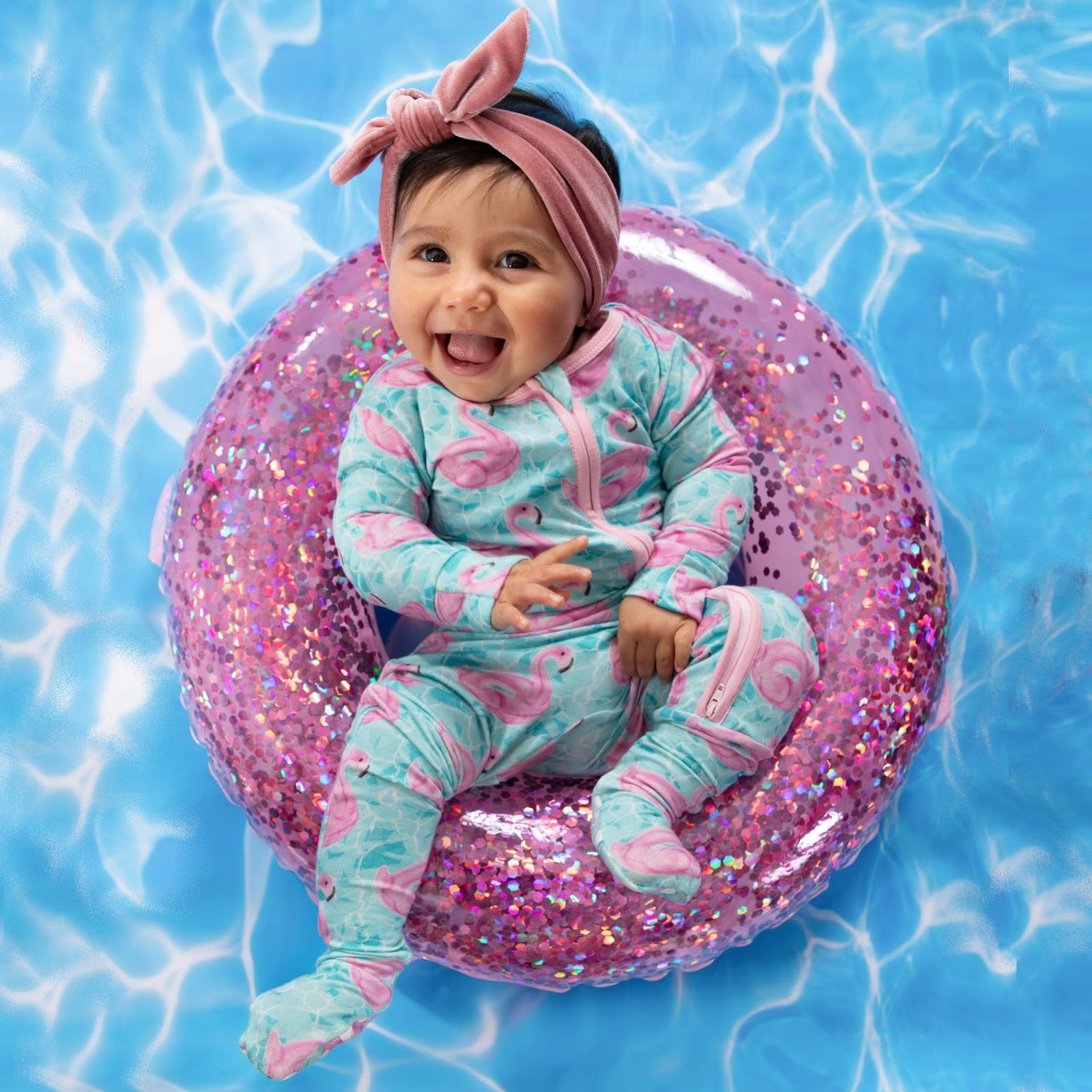 Print Footie with 2 Way Zipper in Pool Party (362238)