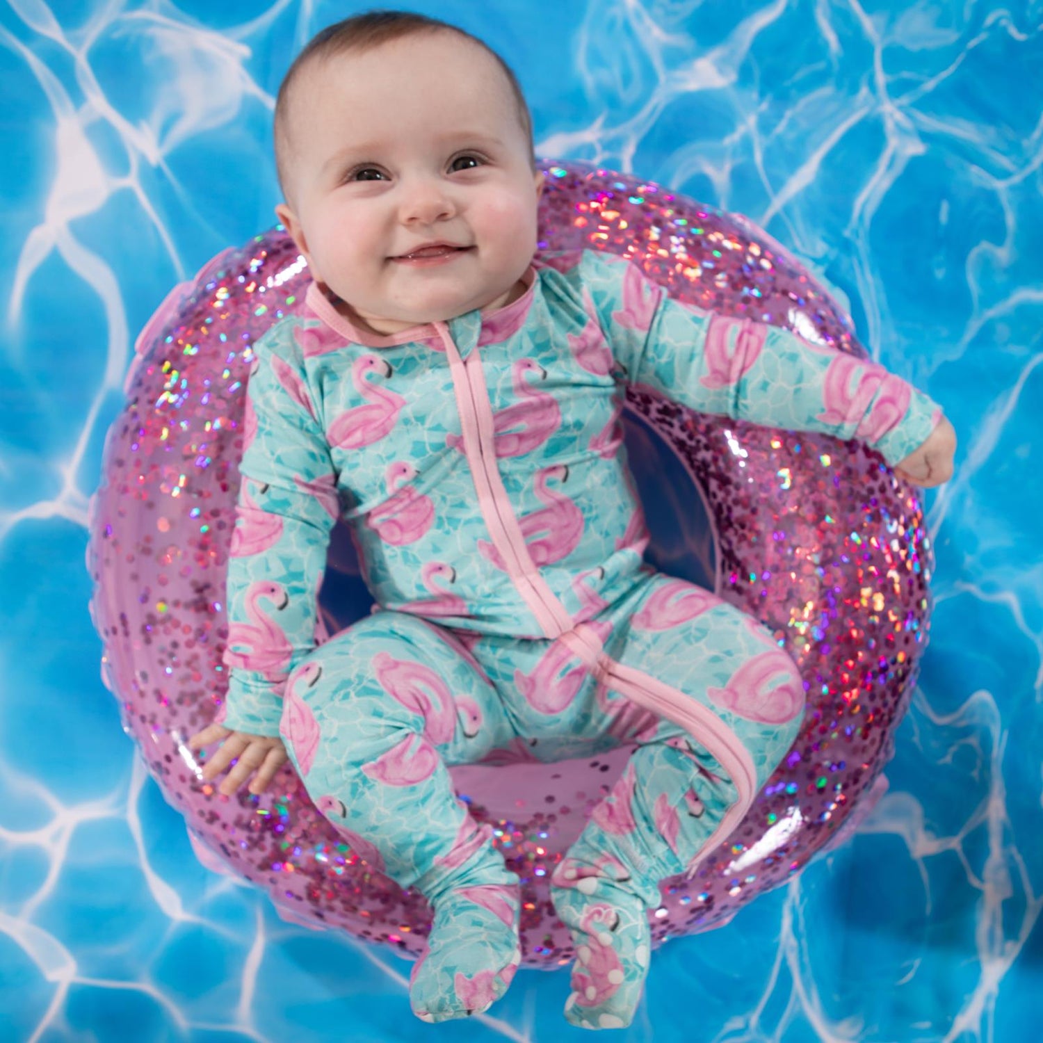Print Footie with 2 Way Zipper in Pool Party (362233)