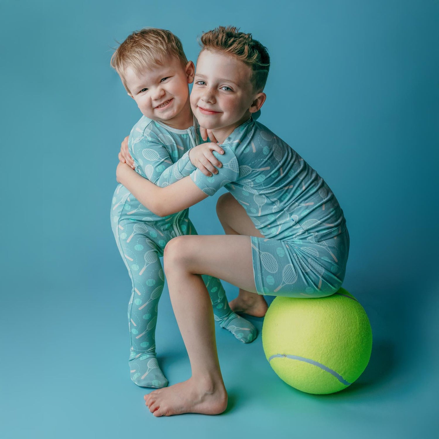 Print Short Sleeve Pajama Set with Shorts in Jade Tennis (362264)