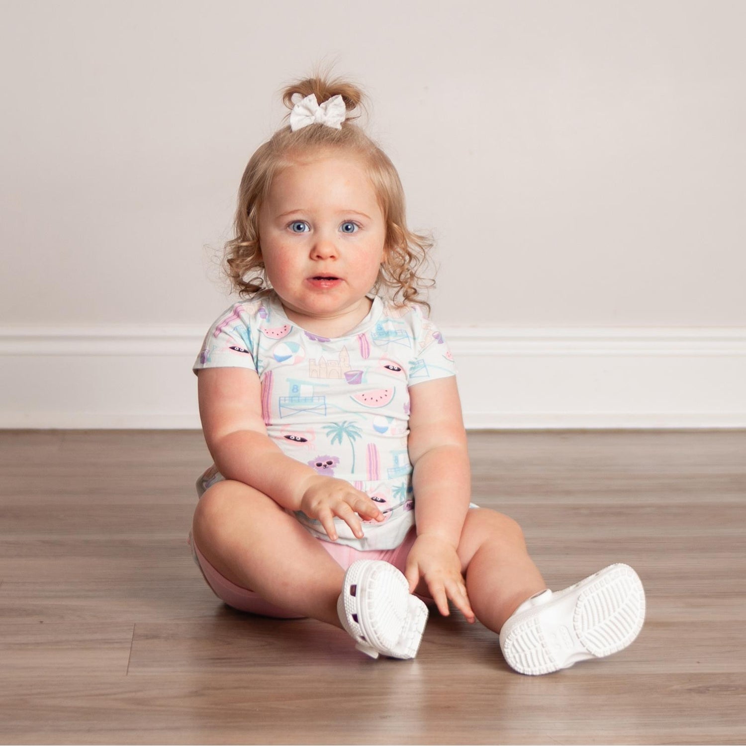 Print Short Sleeve Playtime Outfit Set in Fresh Air Beach Day (362316)