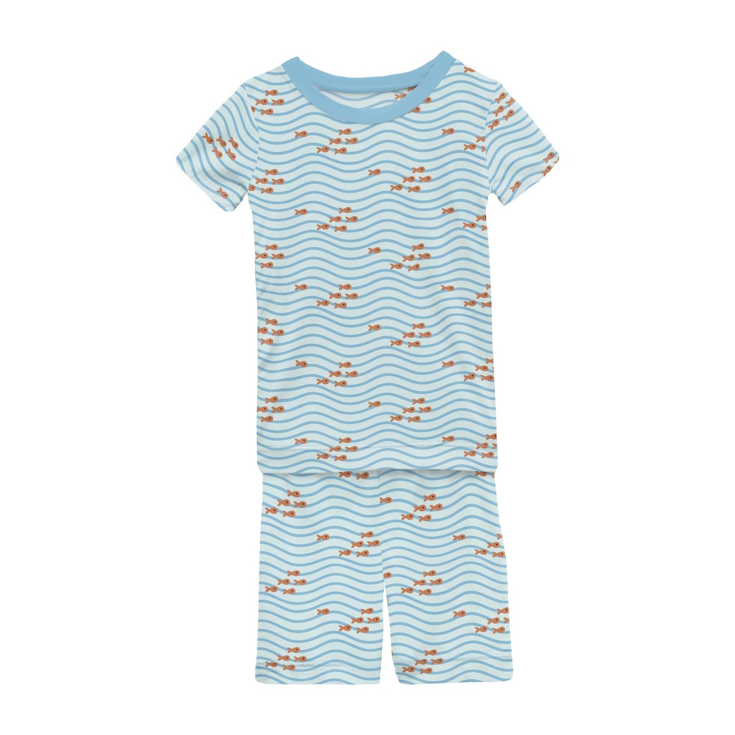 Print Short Sleeve Pajama Set with Shorts in Fresh Air Little Fishy (362329)