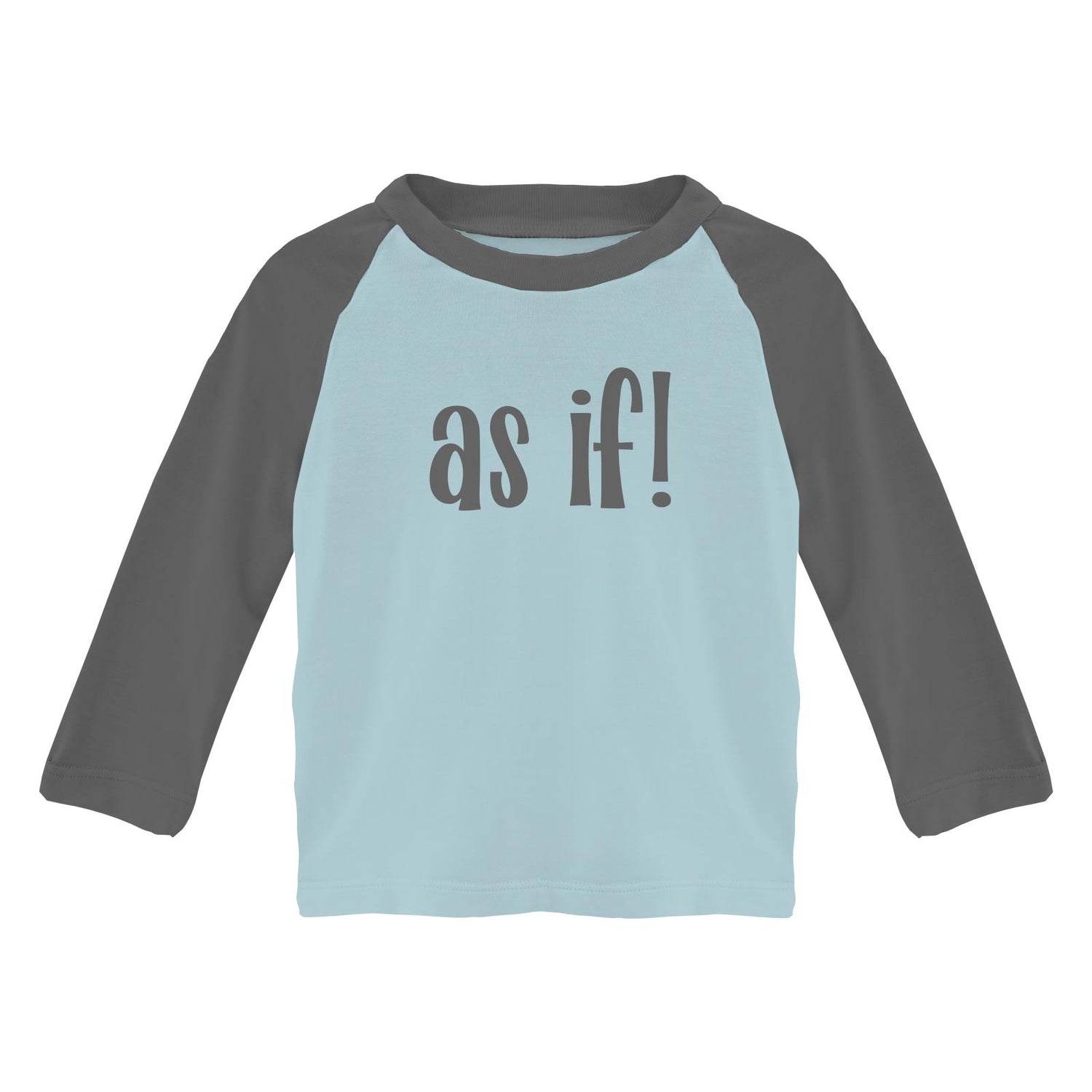 Long Sleeve Crew Neck Graphic Raglan Tee in Spring Sky As If (262394)