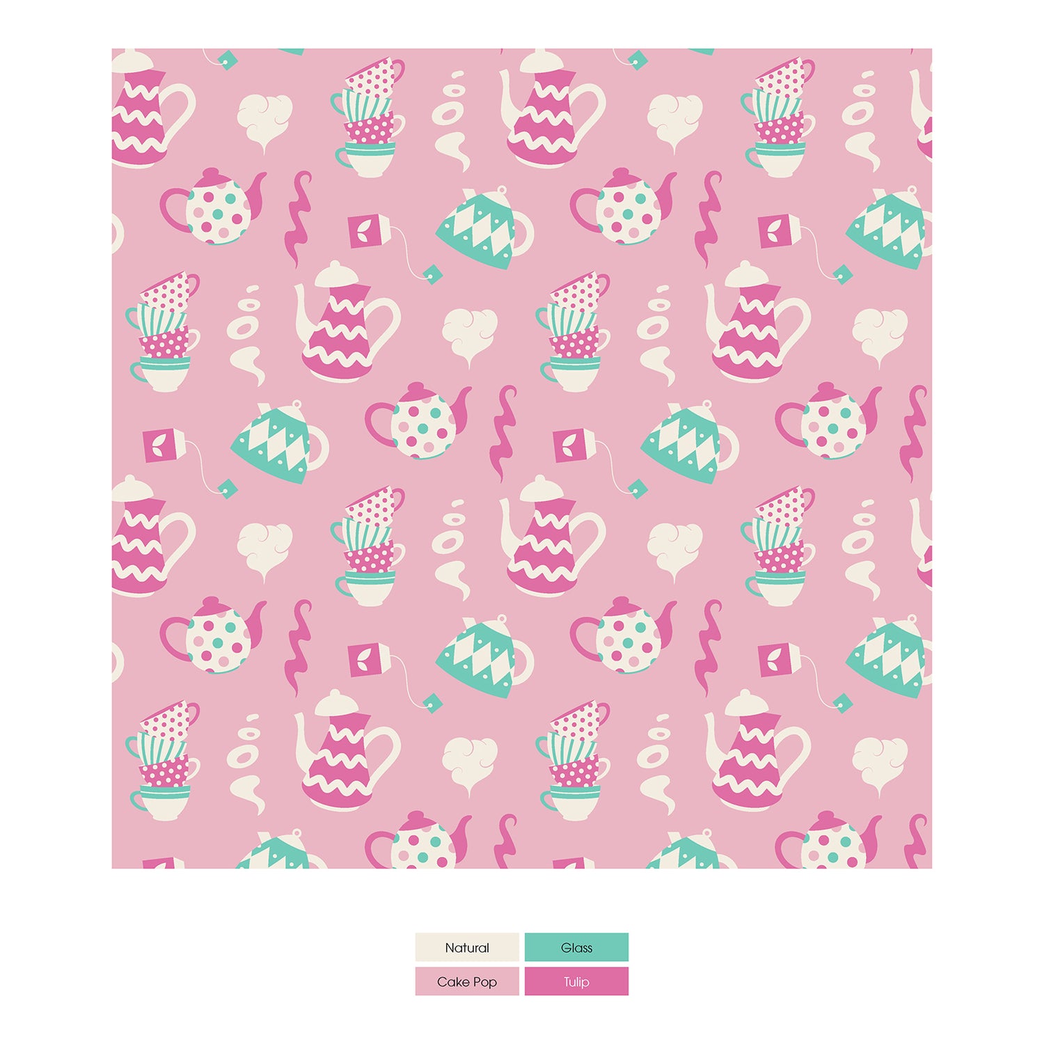 Print Short Sleeve Pajama Set with Shorts in Cake Pop Tea Party (285430)