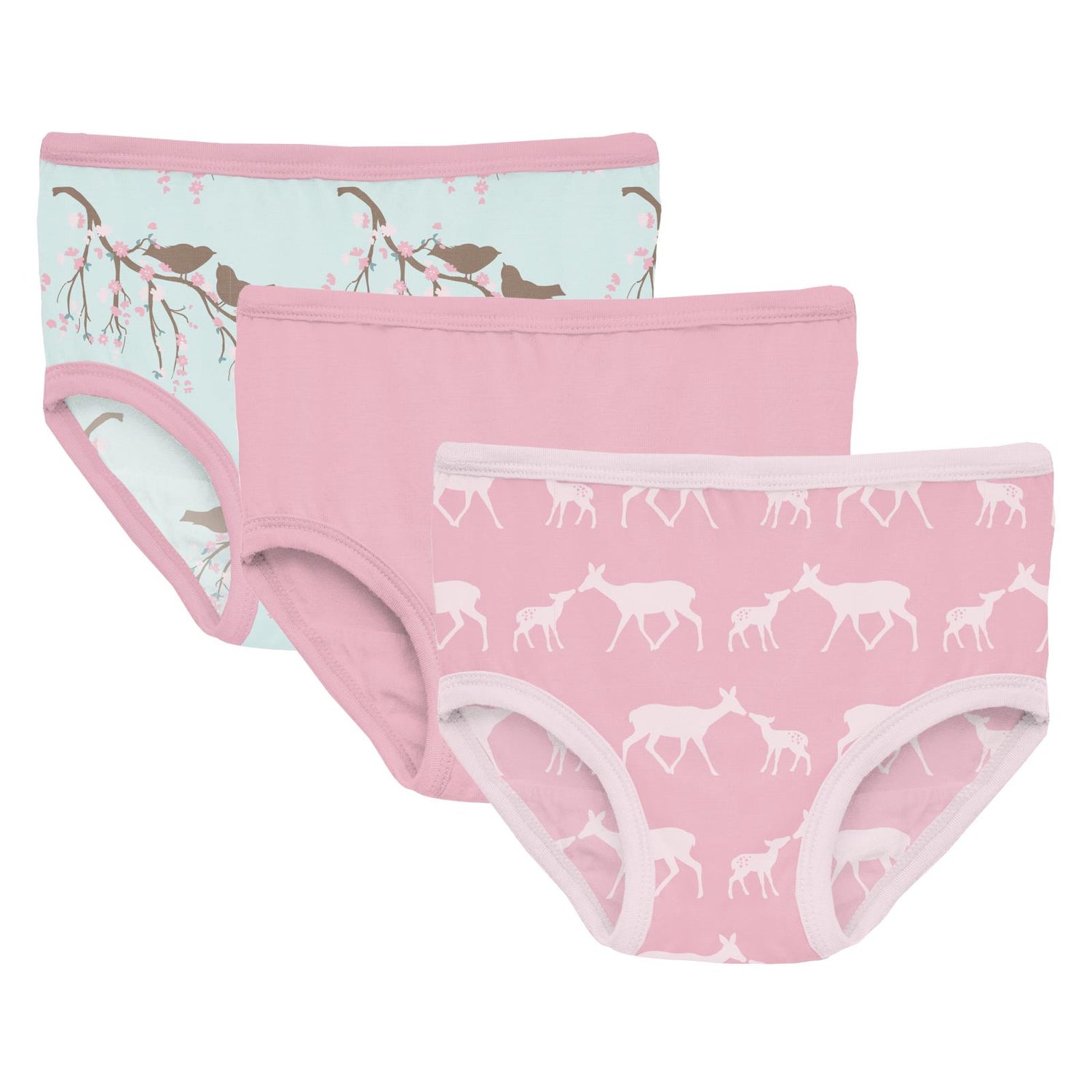 Print Girl's Underwear Set of 3 in Fresh Air Bird Branch, Cake Pop & Cake Pop Doe & Fawn (359735)