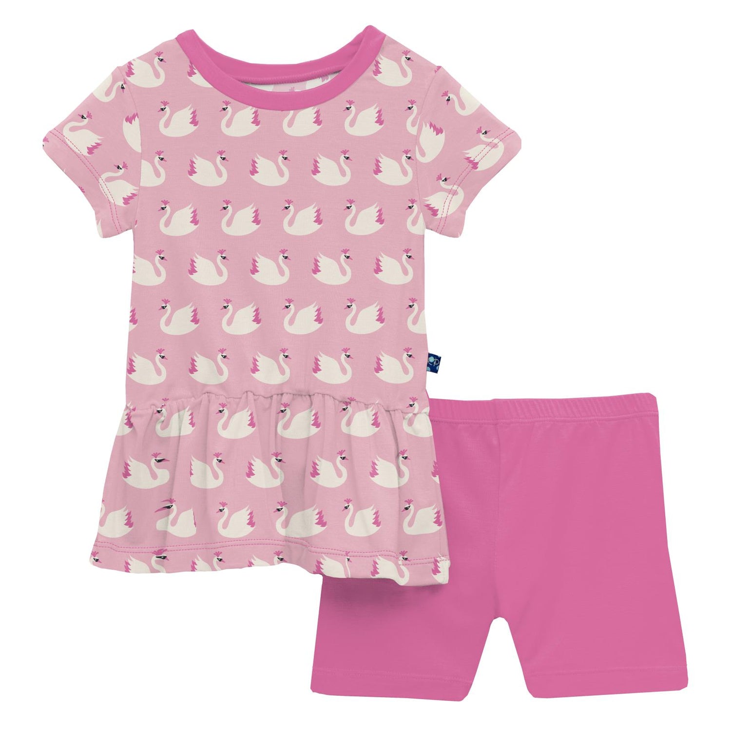 Print Short Sleeve Playtime Outfit Set in Cake Pop Swan Princess (268582)