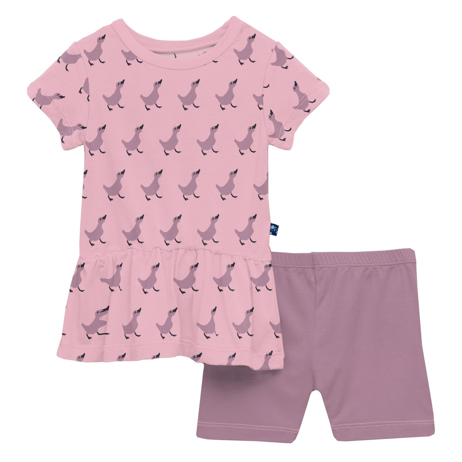 Print Short Sleeve Playtime Outfit Set in Cake Pop Ugly Duckling (268758)
