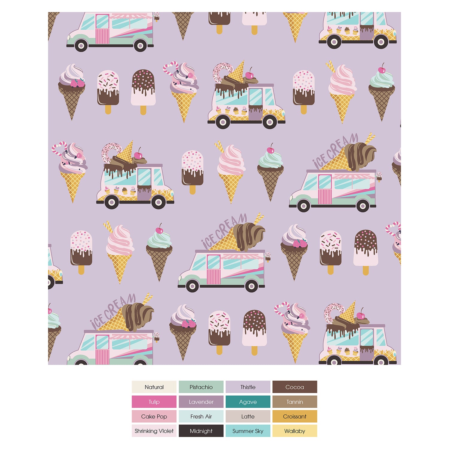Print Flutter Sleeve Tee in Thistle Ice Cream Truck (330318)