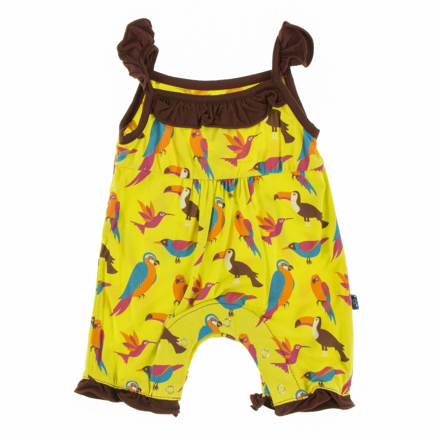 Print Wing Romper in Banana Tropical Birds (196131)