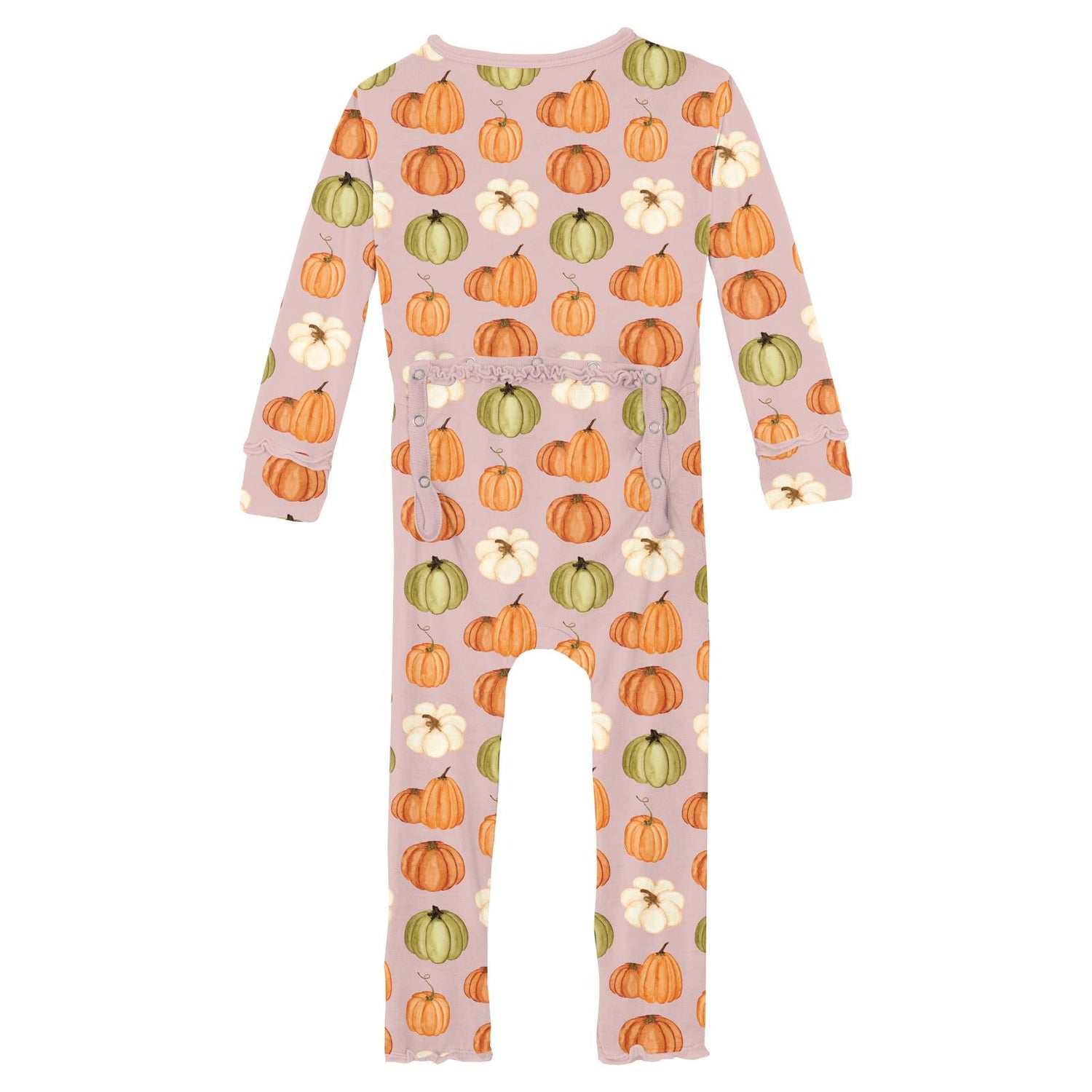 Print Muffin Ruffle Coverall with 2 Way Zipper in Baby Rose Pumpkin Patch (344175)