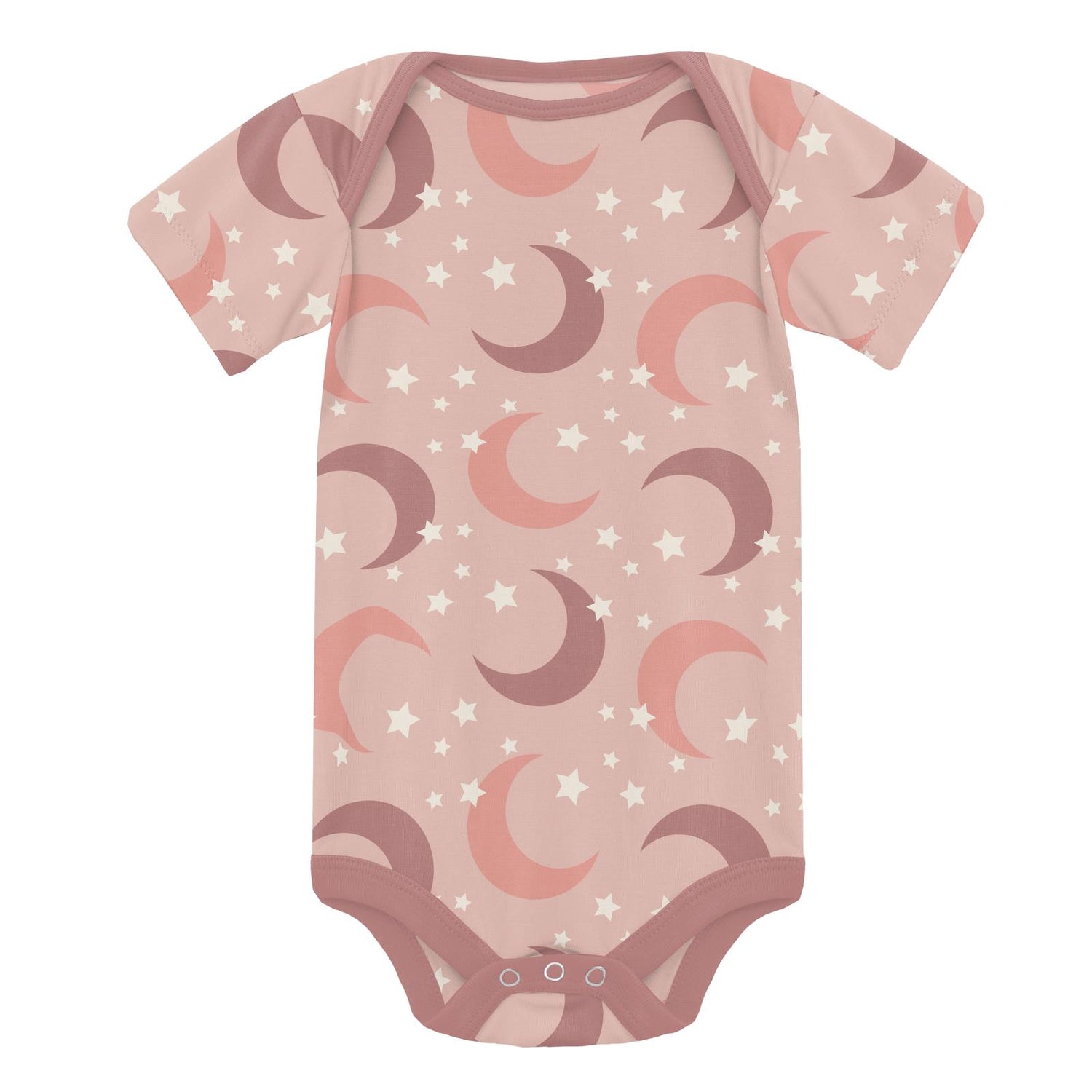 Print Short Sleeve One Piece in Peach Blossom Moon and Stars (246670)