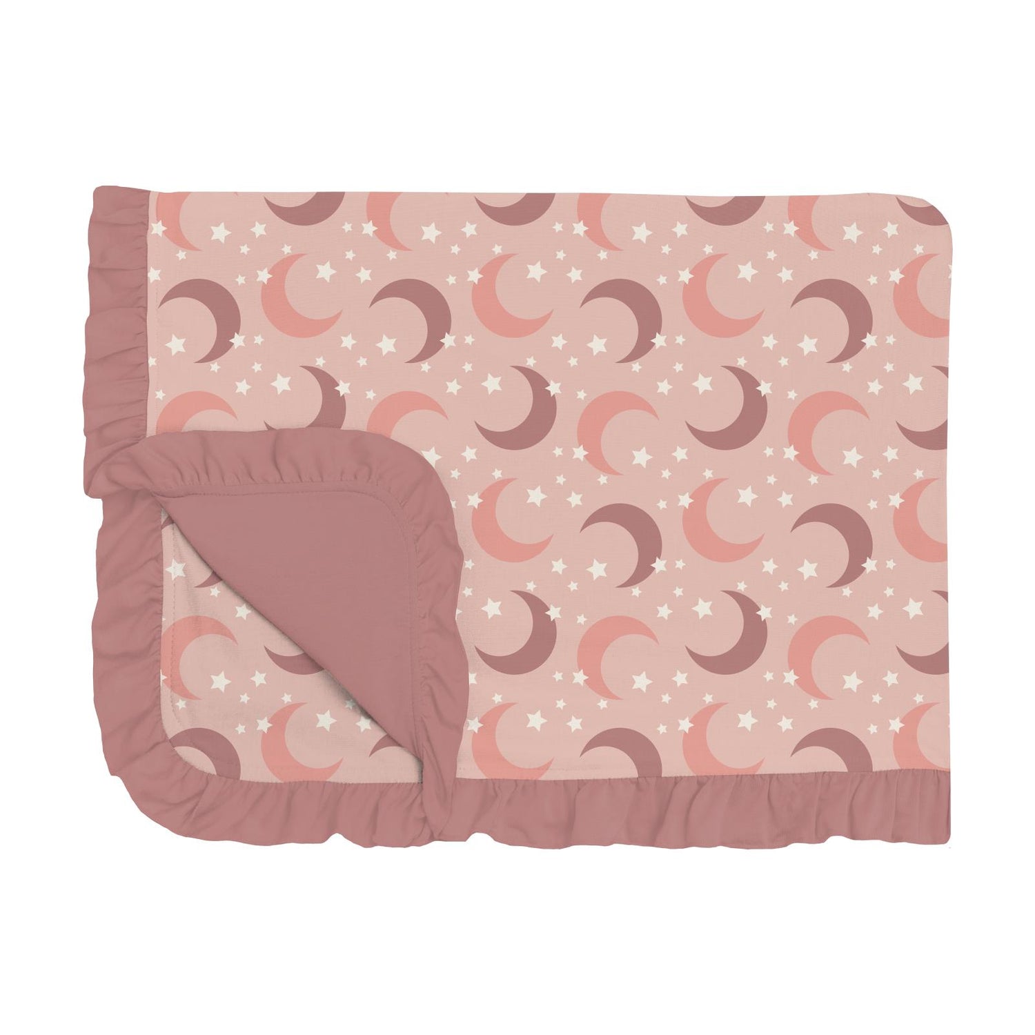 Print Ruffle Toddler Blanket in Peach Blossom Moon and Stars (246679)