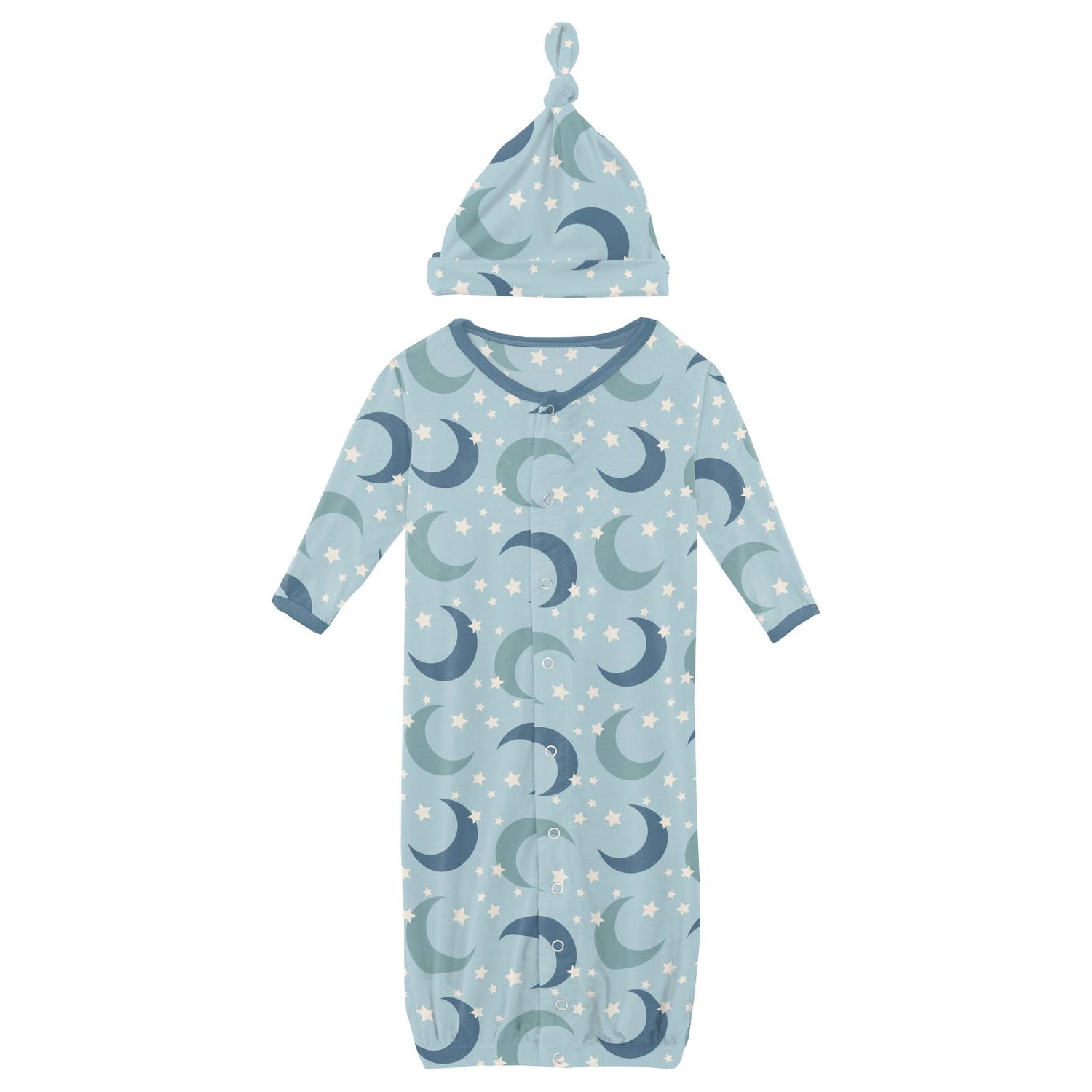 Print Layette Gown Converter & Single Knot Hat Set in Spring Sky Moon and Stars (246766)