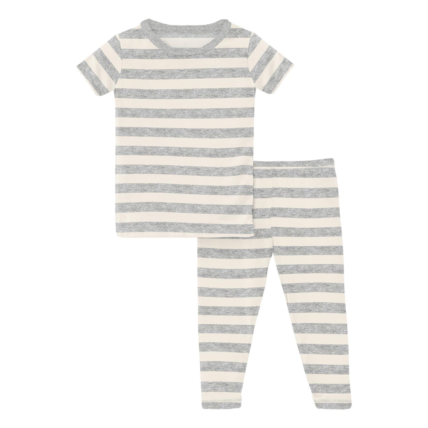 Print Short Sleeve Pajama Set in Heathered Mist Sweet Stripe (246890)