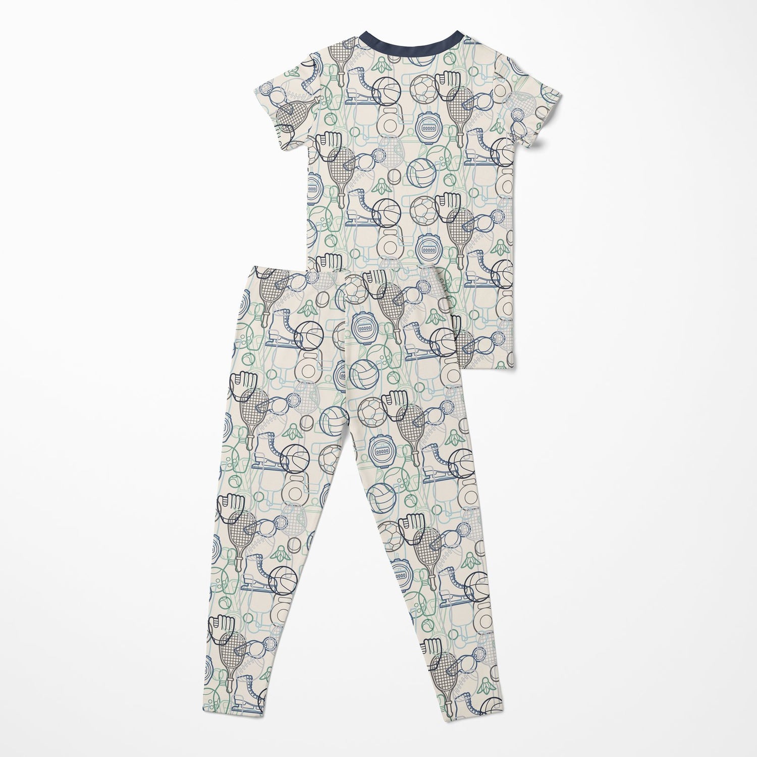 Print Short Sleeve Pajama Set in Natural Sports Gear (380570)