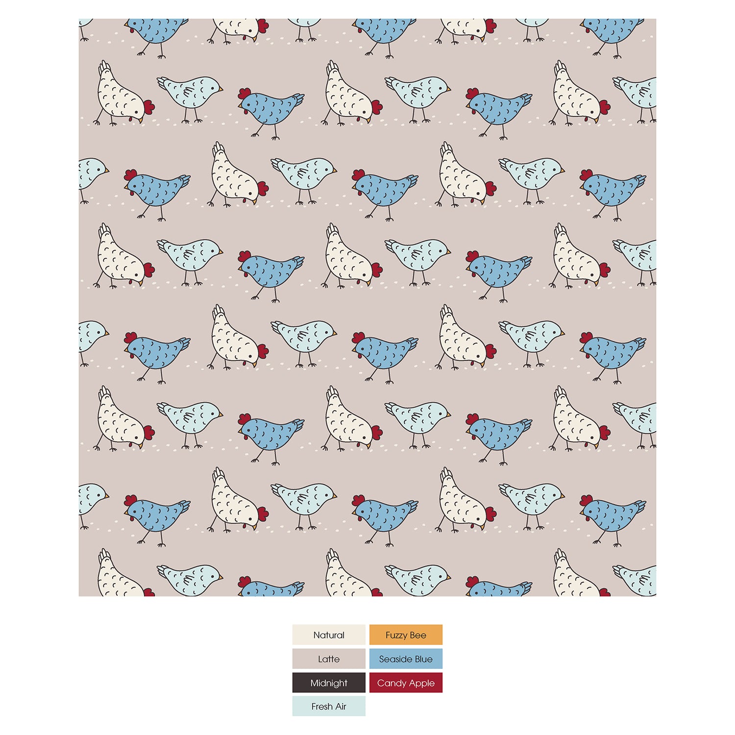 Print Knotted Layette Gown & Hat Set in Latte Chickens (315719)