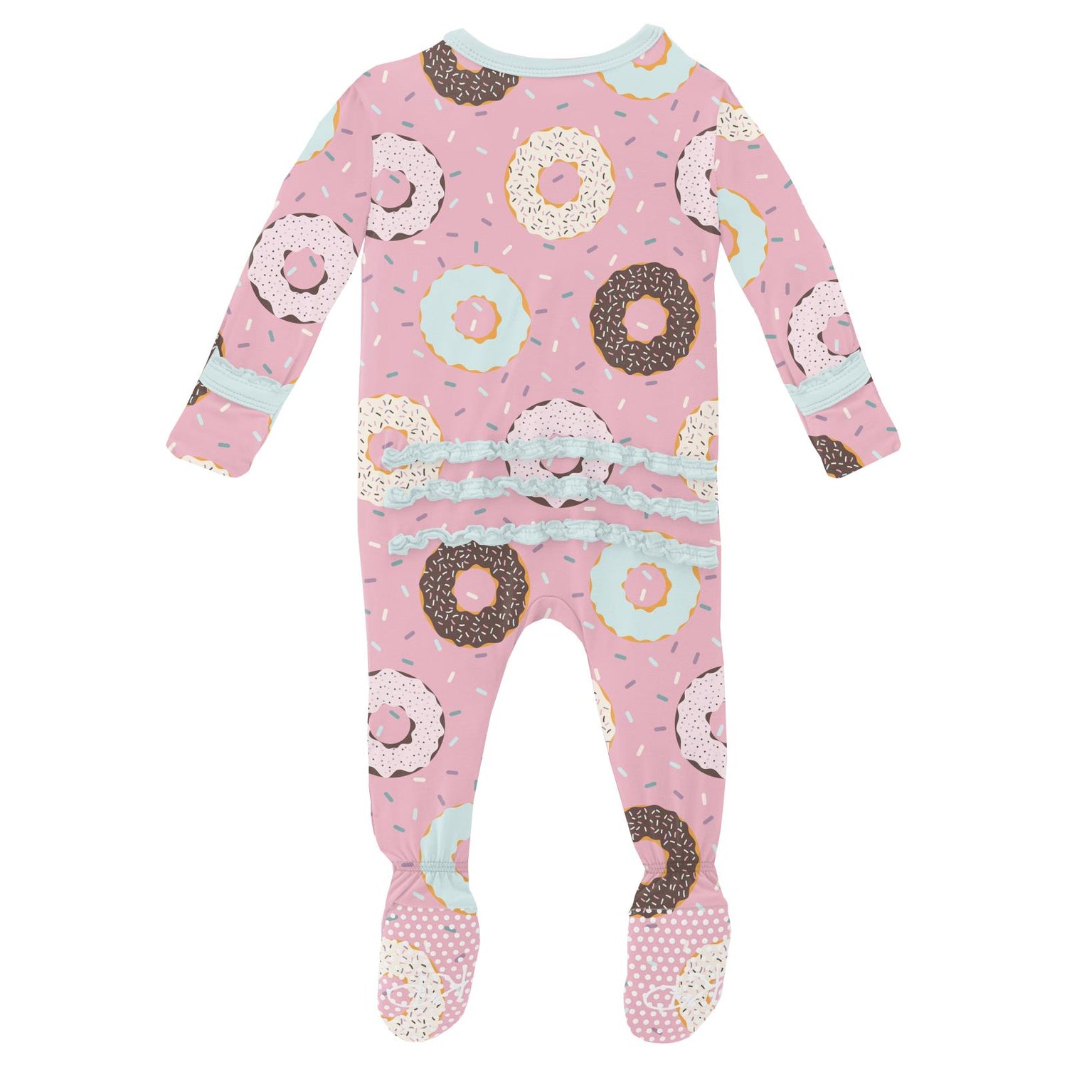 Print Muffin Ruffle Footie with 2 Way Zipper in Cake Pop Donuts and Sprinkles (313182)