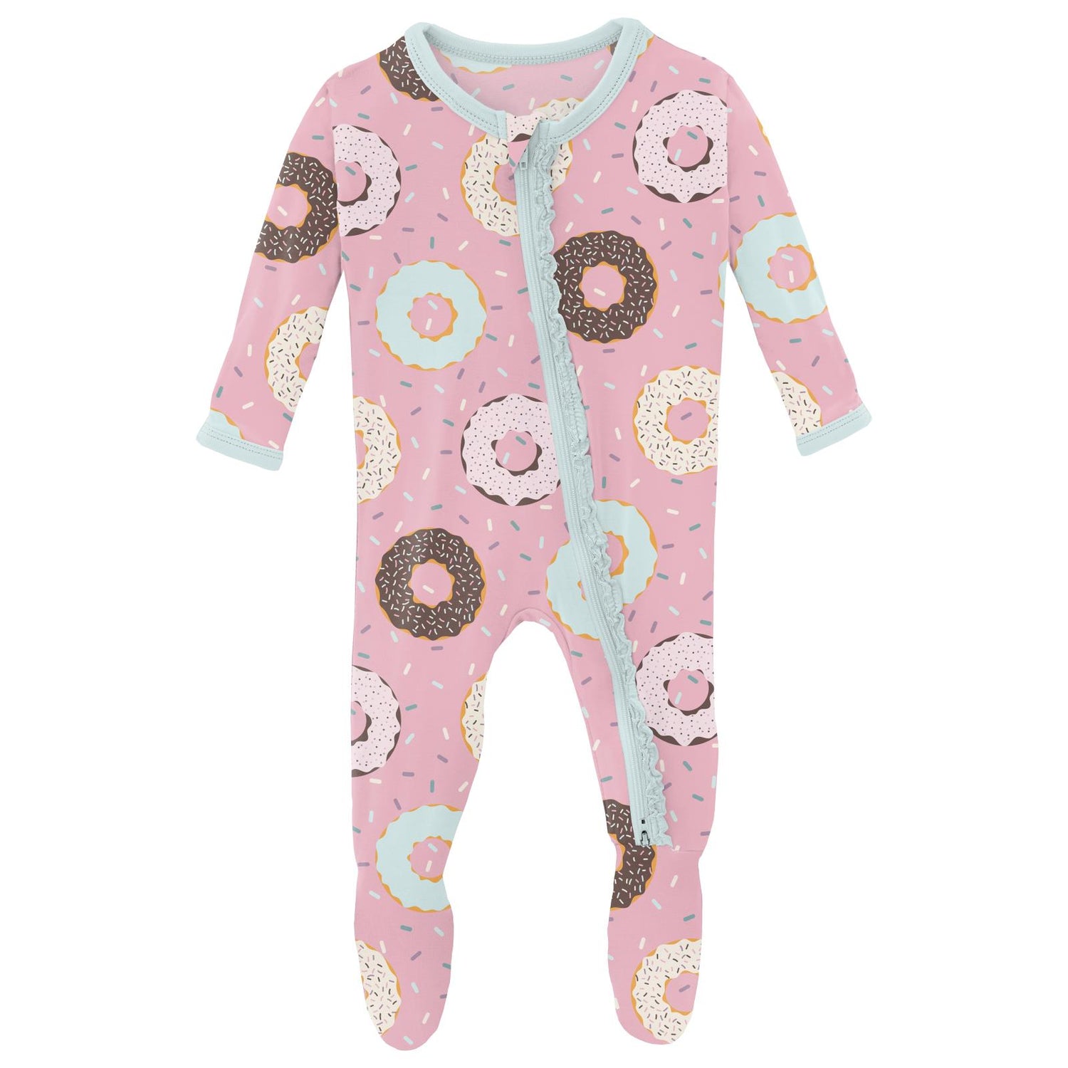 Print Muffin Ruffle Footie with 2 Way Zipper in Cake Pop Donuts and Sprinkles (313528)