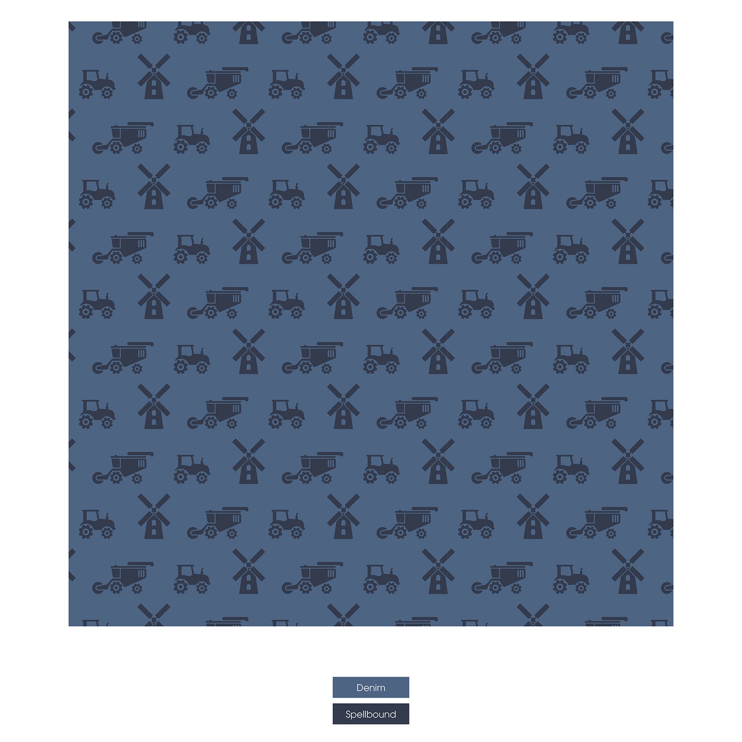 Print Convertible Coverall in Denim Tractors & Windmills (378439)
