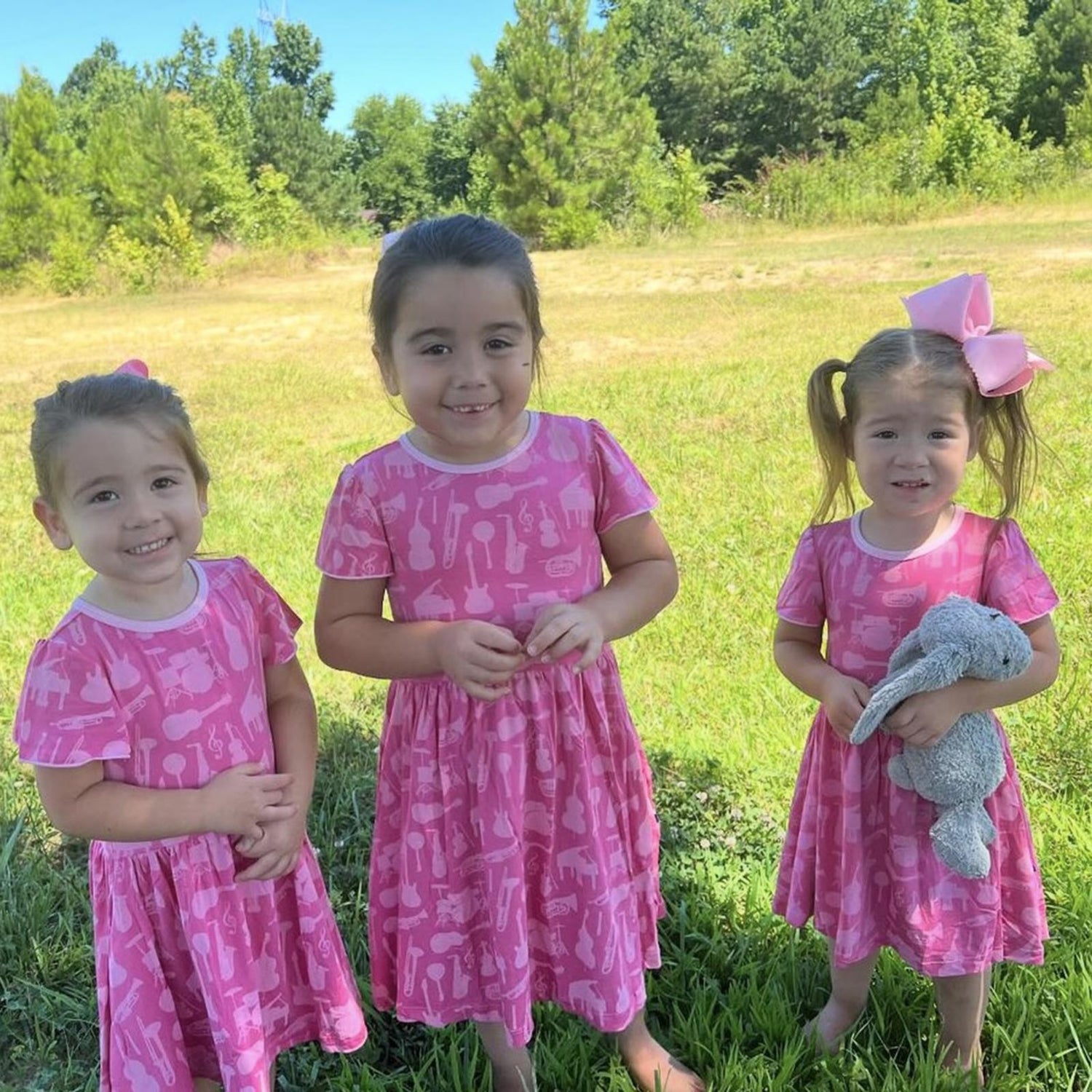 Print Flutter Sleeve Twirl Dress with Pockets in Flamingo Jazz Band (341036)