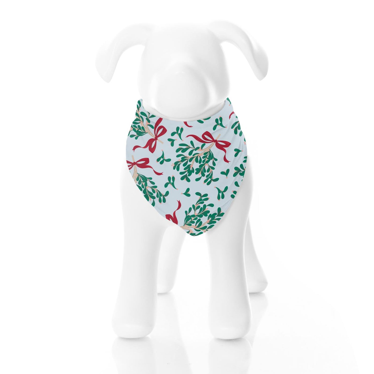 Print Dog Bandana in Illusion Blue Mistletoe & Ribbons