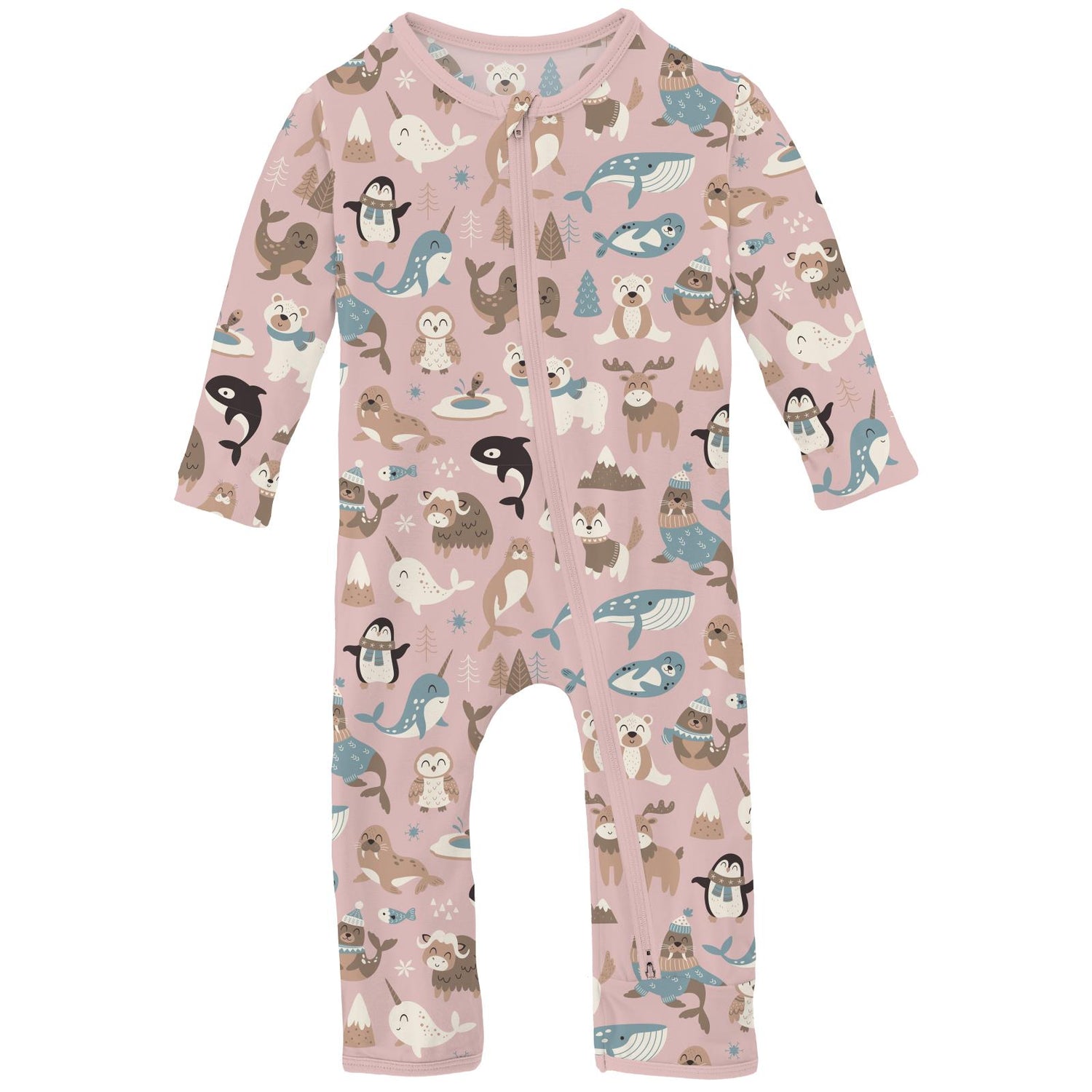 Print Coverall with 2 Way Zipper in Baby Rose Arctic Animals (344556)