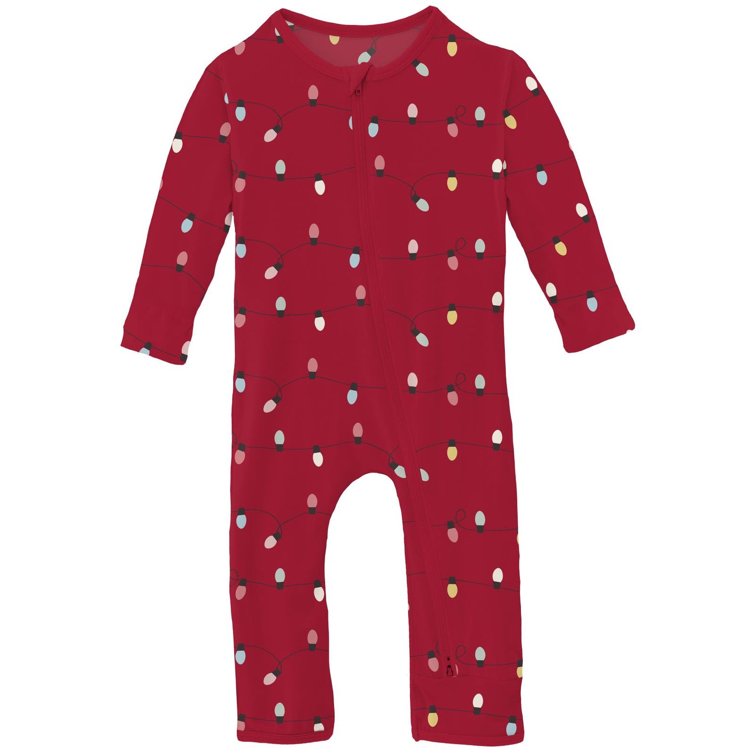 Print Coverall with 2 Way Zipper in Crimson Holiday Lights (344793)