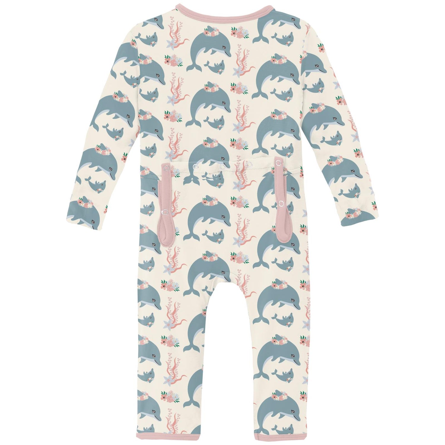 Print Coverall with 2 Way Zipper in Natural Dolphins (307273)