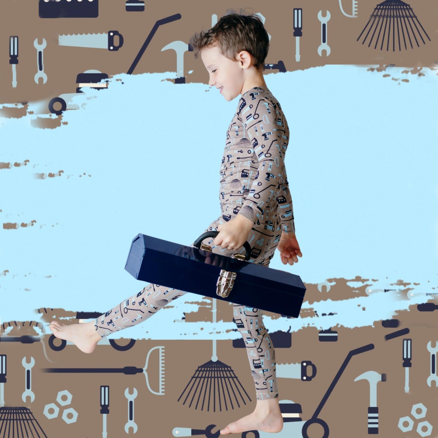 Print Long Sleeve Pajama Set in Portabella Fall Tools (373219)