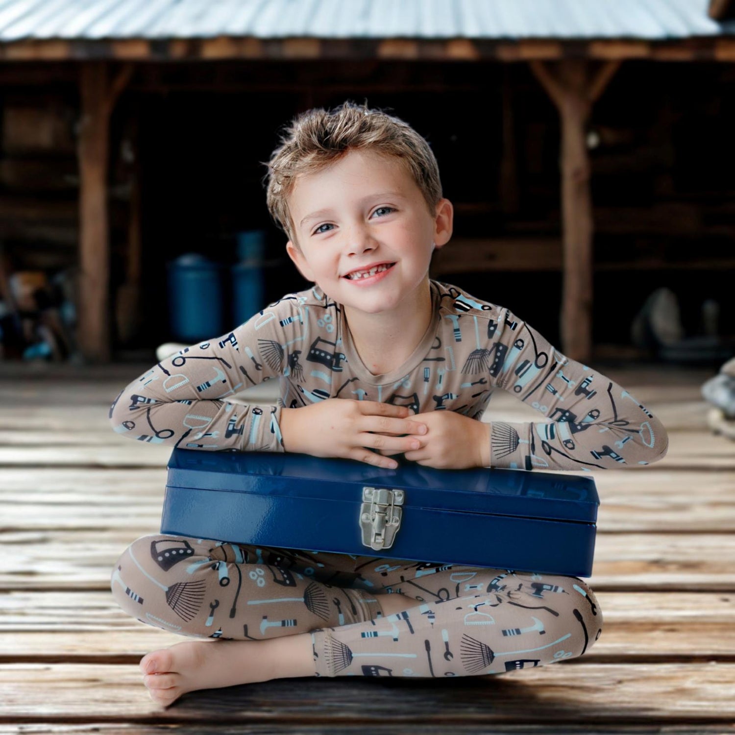 Print Long Sleeve Pajama Set in Portabella Fall Tools (373223)