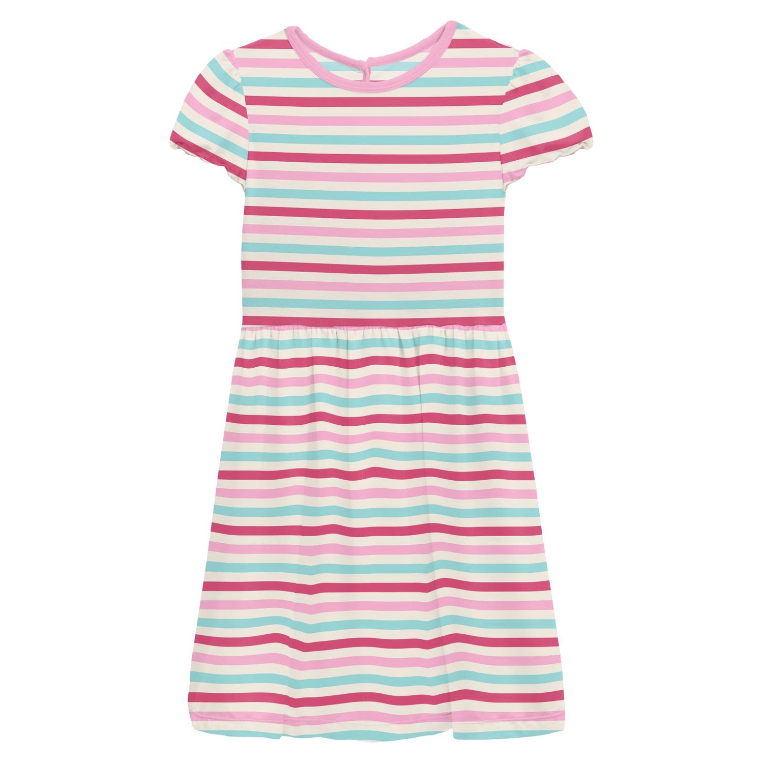 Print Flutter Sleeve Twirl Dress with Pockets in Sock Hop Stripe (332729)