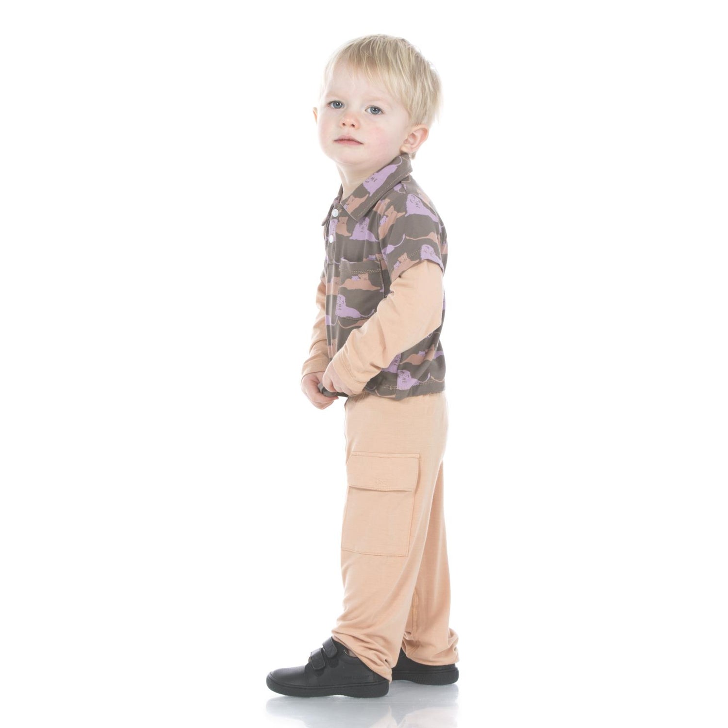 Print Long Sleeve Double Layer Polo in Lions (163374)
