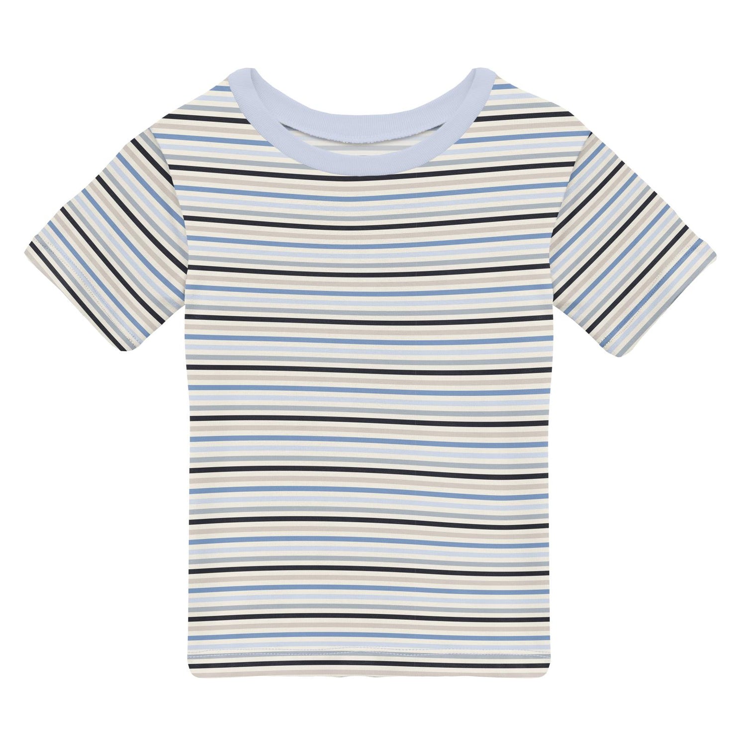 Print Short Sleeve Crew Neck Tee in Rhyme Stripe (357765)