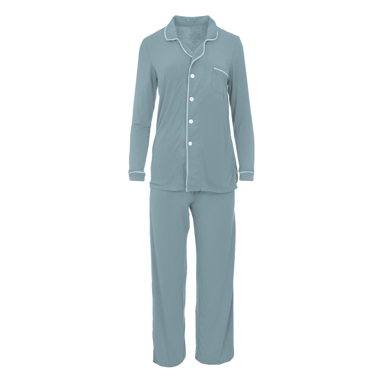 Women's Long Sleeve Collared Pajama Set in Stormy Sea with Spring Sky (353570)
