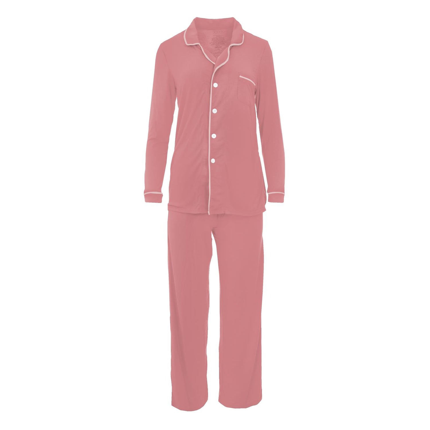 Women's Long Sleeve Collared Pajama Set in Desert Rose with Baby Rose (353585)