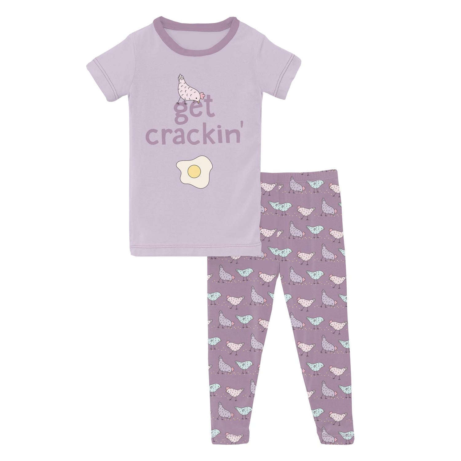 Short Sleeve Graphic Tee Pajama Set in Lavender Chickens (313813)