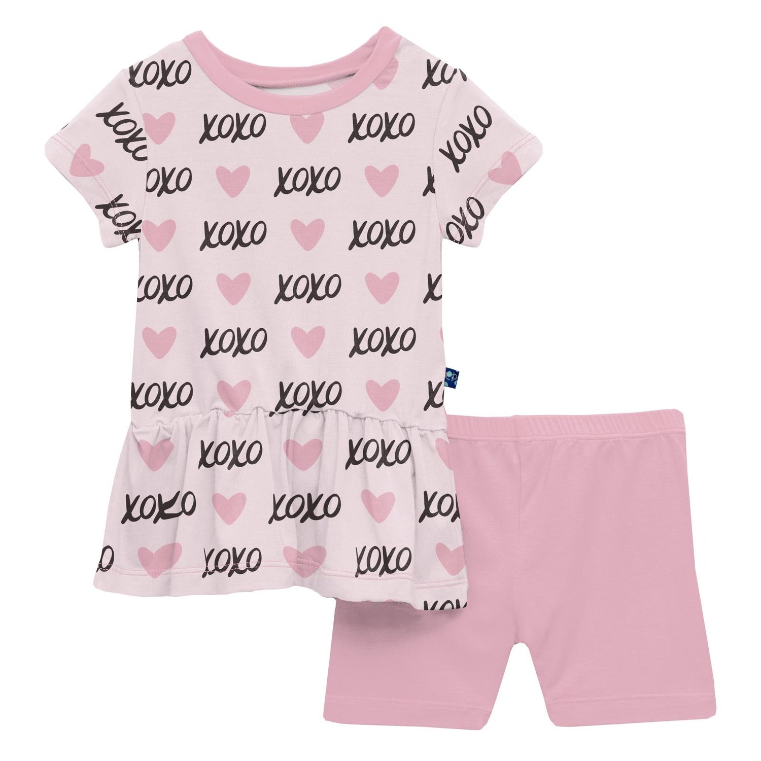 Print Short Sleeve Playtime Outfit Set in Shrinking Violet XOXO (313876)