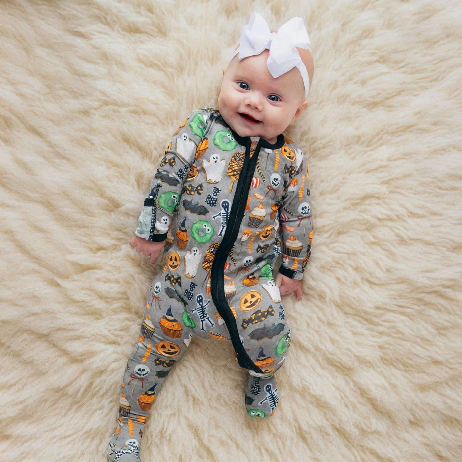Print Footie with 2 Way Zipper in Halloween Treats (365339)