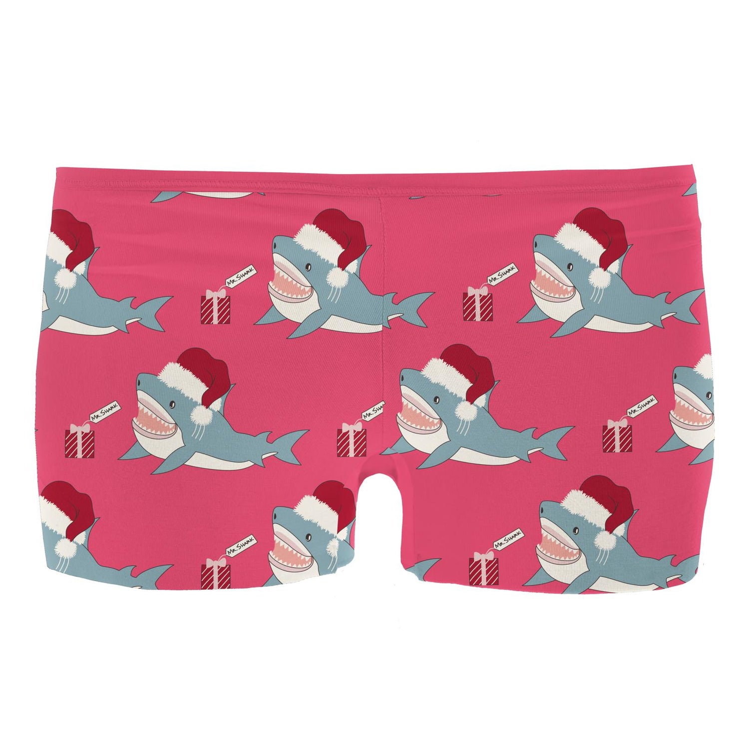 Women's Print Boy Short Underwear in Winter Rose Holiday Sharks