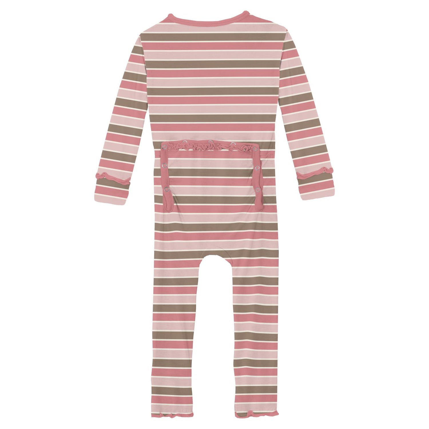 Print Muffin Ruffle Coverall with 2 Way Zipper in Neapolitan Stripe (352737)